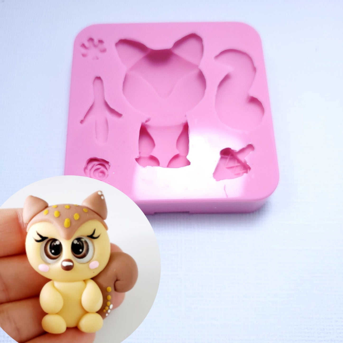 Squirrel / Reindeer Baby.  Multi-Project Silicone mold MS049