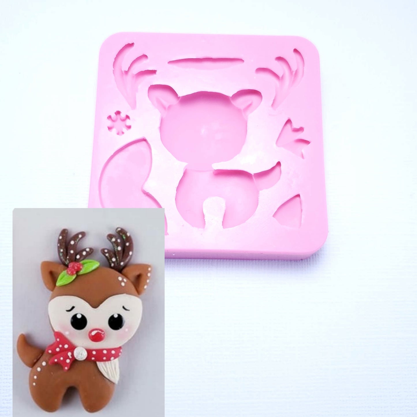 Cute Reindeer Silicone Mold for Fondant Resin Polymer Clay Crafts