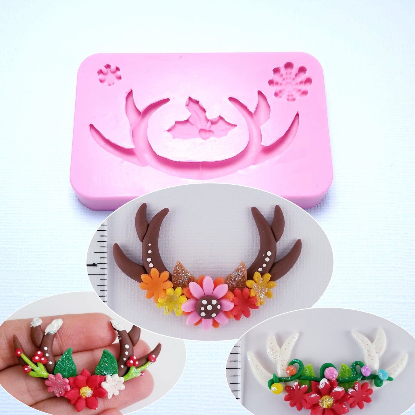 Antlers Floral Headband Multi-Project Silicone Mold for Fondant Resin Clay Crafts