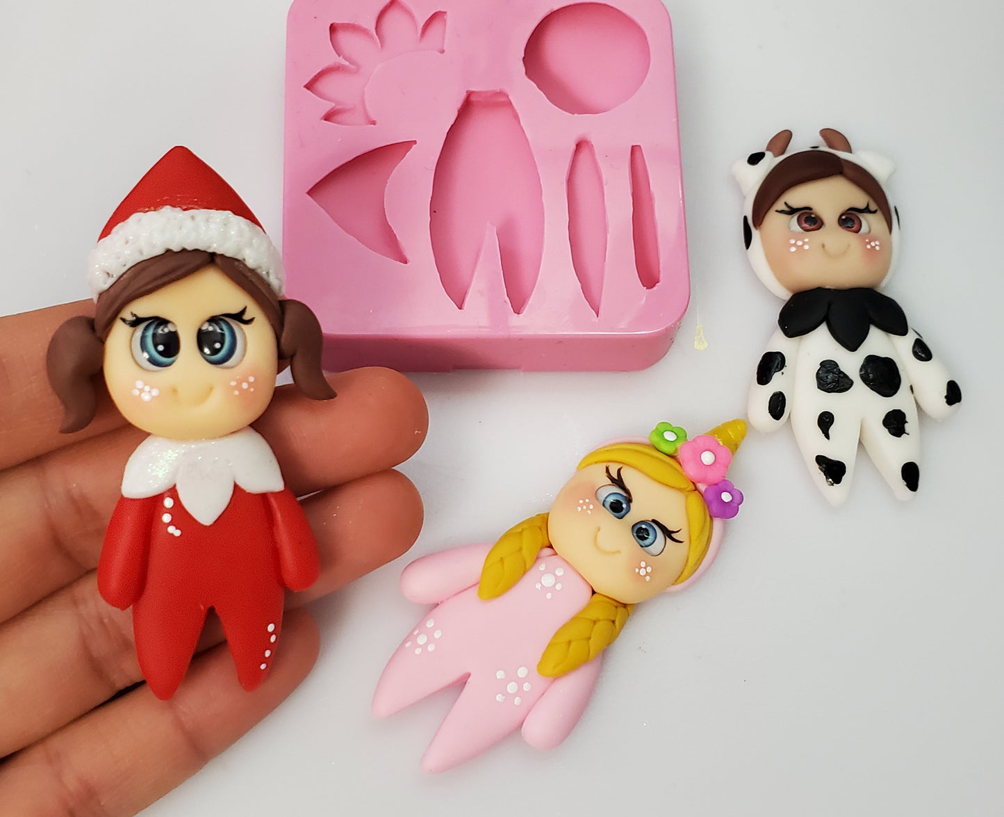 Cute Elf and PJ Doll Mold for Fondant, Polymer Clay, Resin