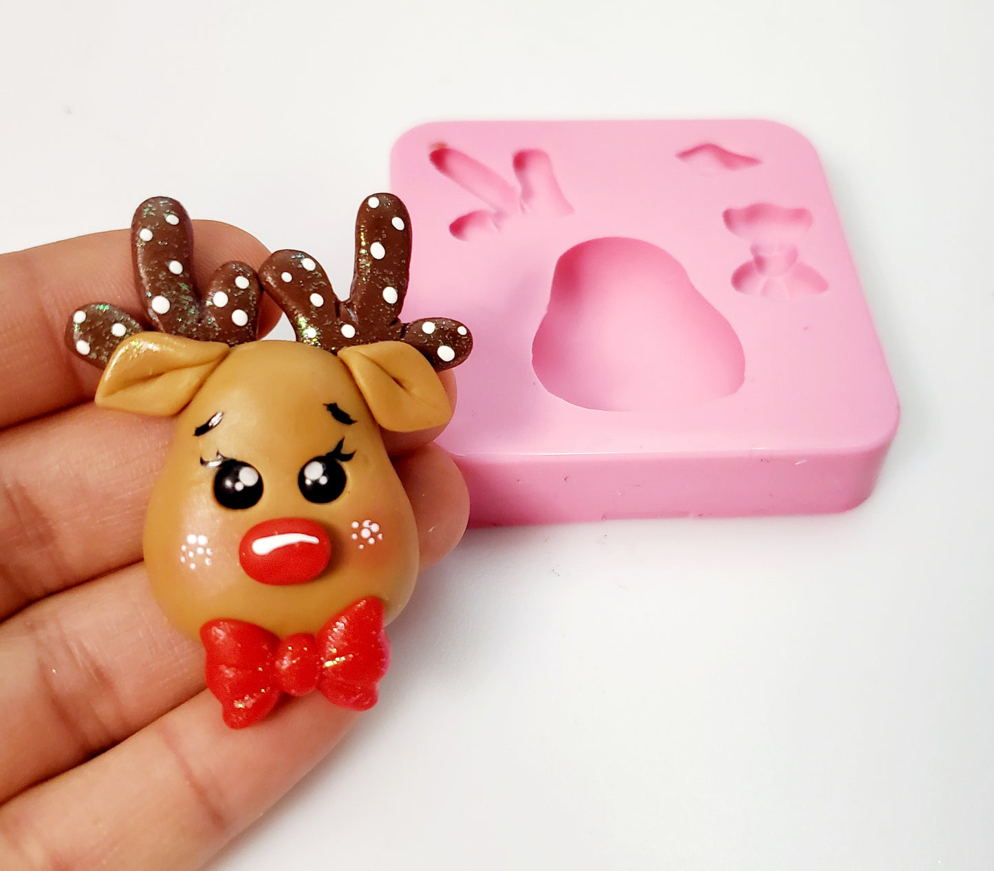 Reindeer Face Silicone Mold for Fondant Clay Resin Crafts MS080