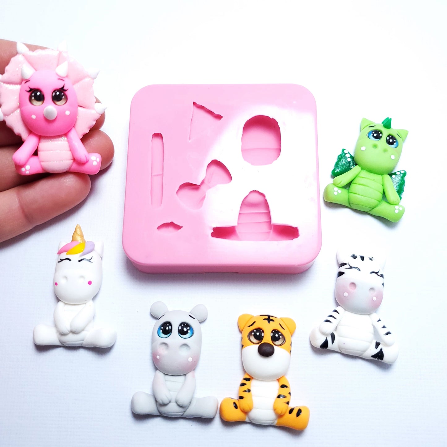 Cute Animals Full Body Silicone Mold for Crafts Baking Resin Clay MS091