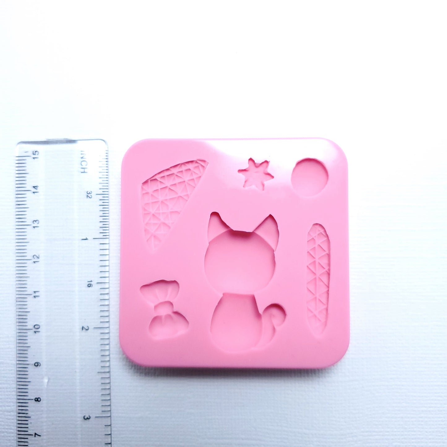 Winter Cat Silicone Mold for Fondant, Resin, Clay, Miniatures, Jewelry Making