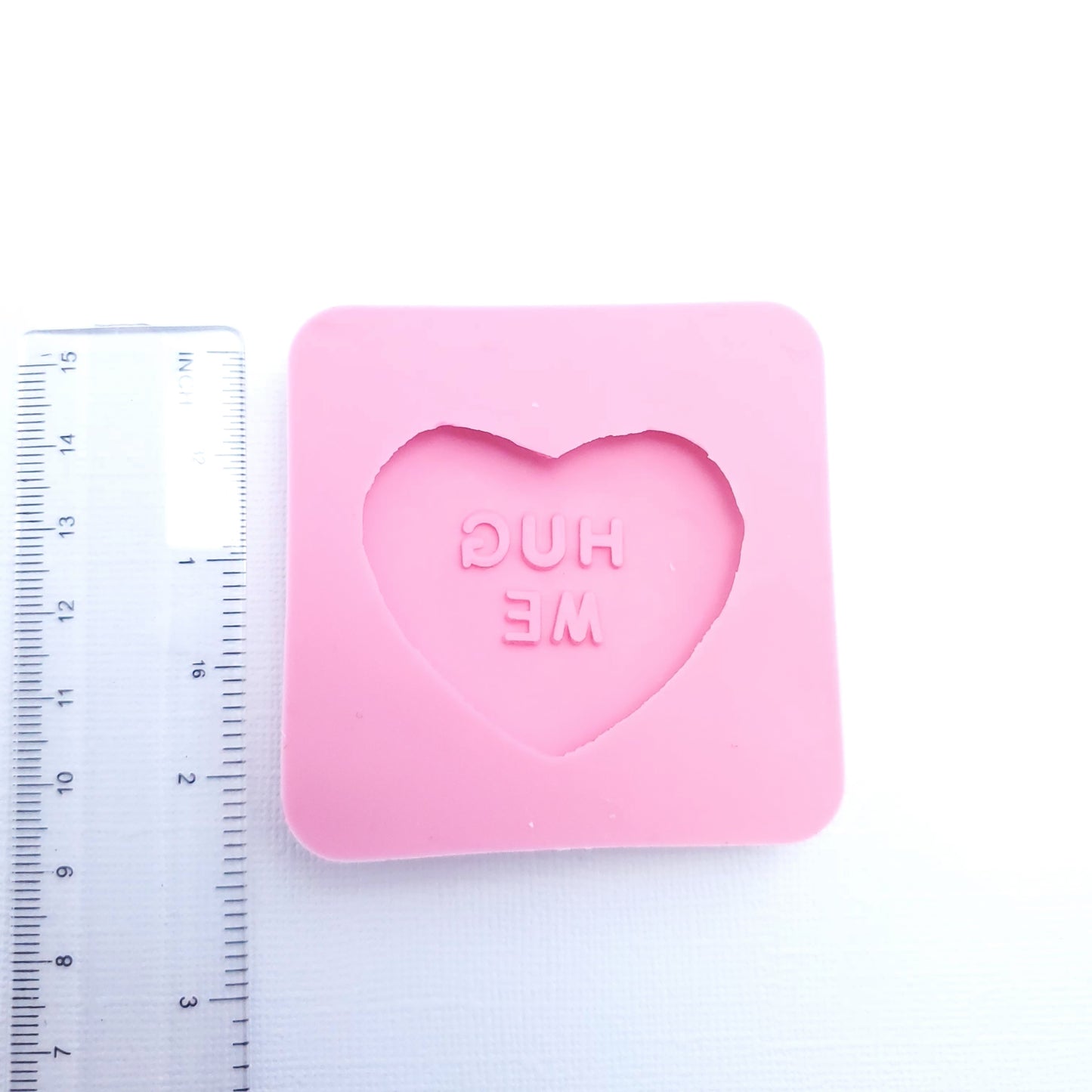 Conversation Heart Silicone Mold – Hug Me Candy, Fondant, Resin, Clay Charm