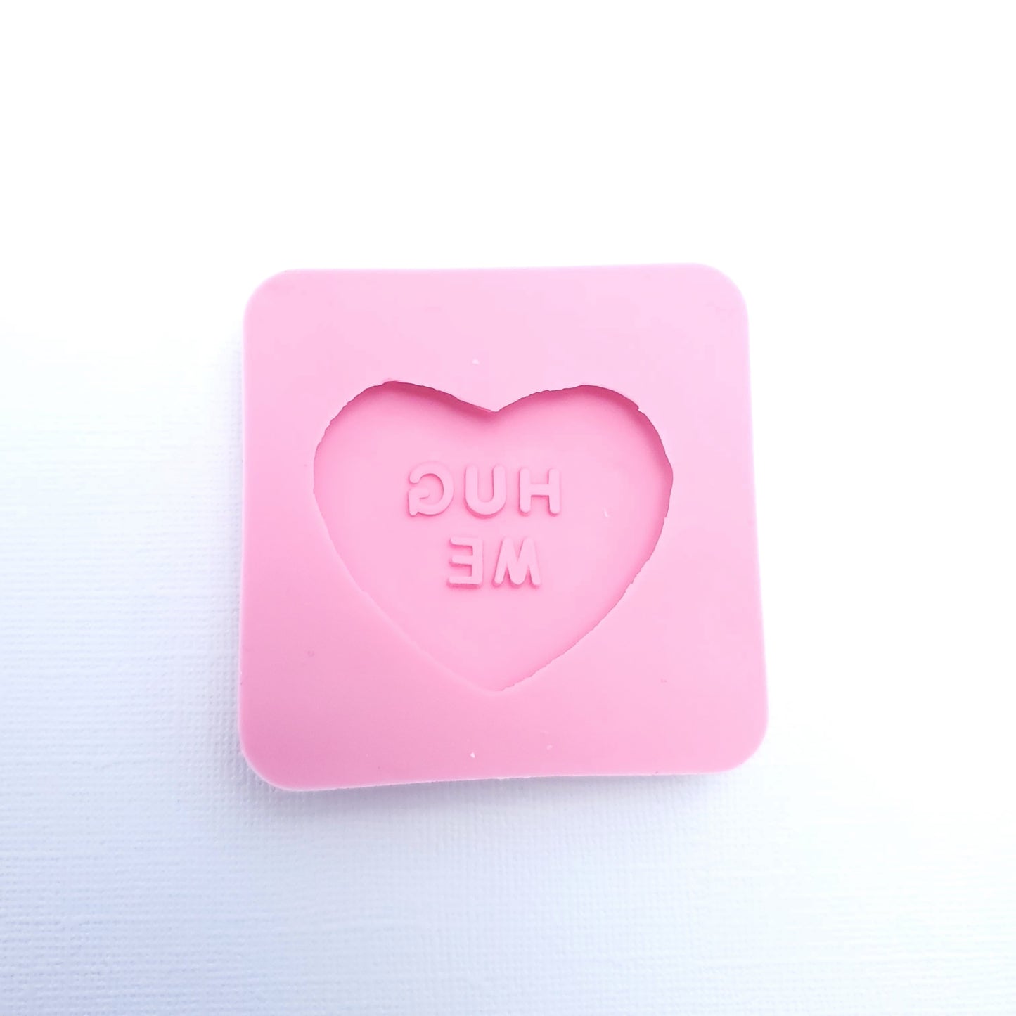 Conversation Heart Silicone Mold – Hug Me Candy, Fondant, Resin, Clay Charm