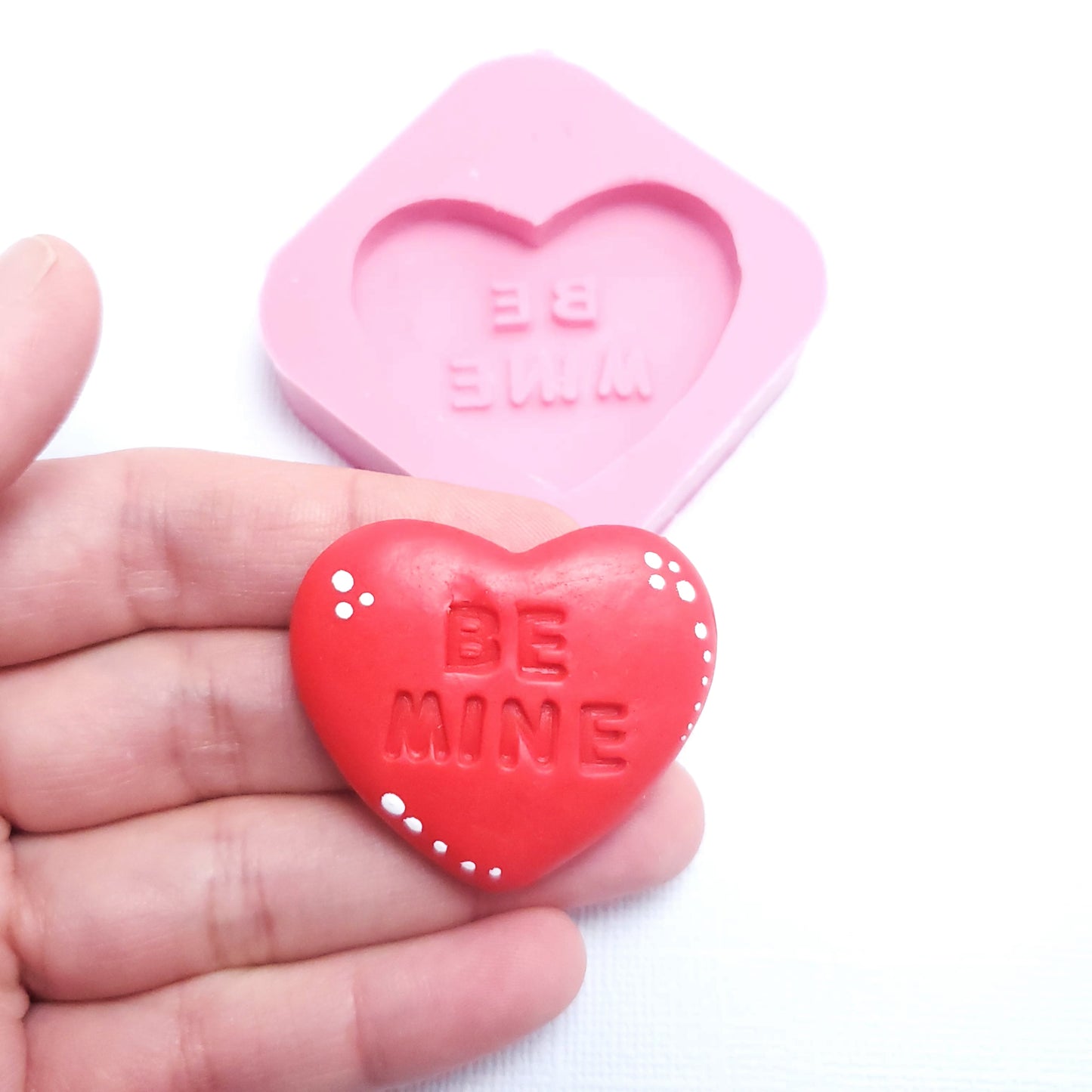 Conversation Heart “Be Mine” Silicone Mold for Fondant, Resin, Clay, Wax