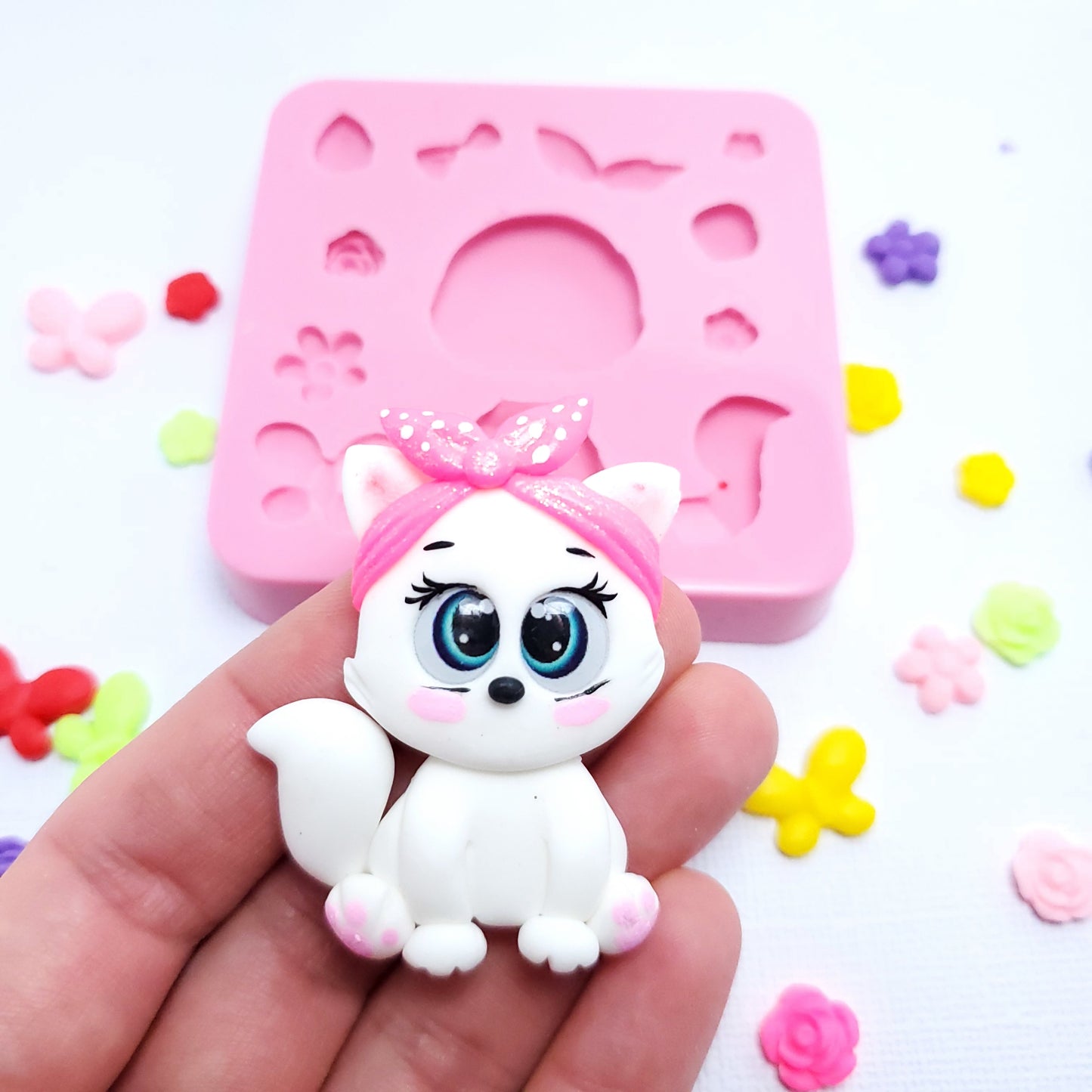 Cute Big-Head Animal Full-Body Silicone Mold for Crafts and Baking MS175