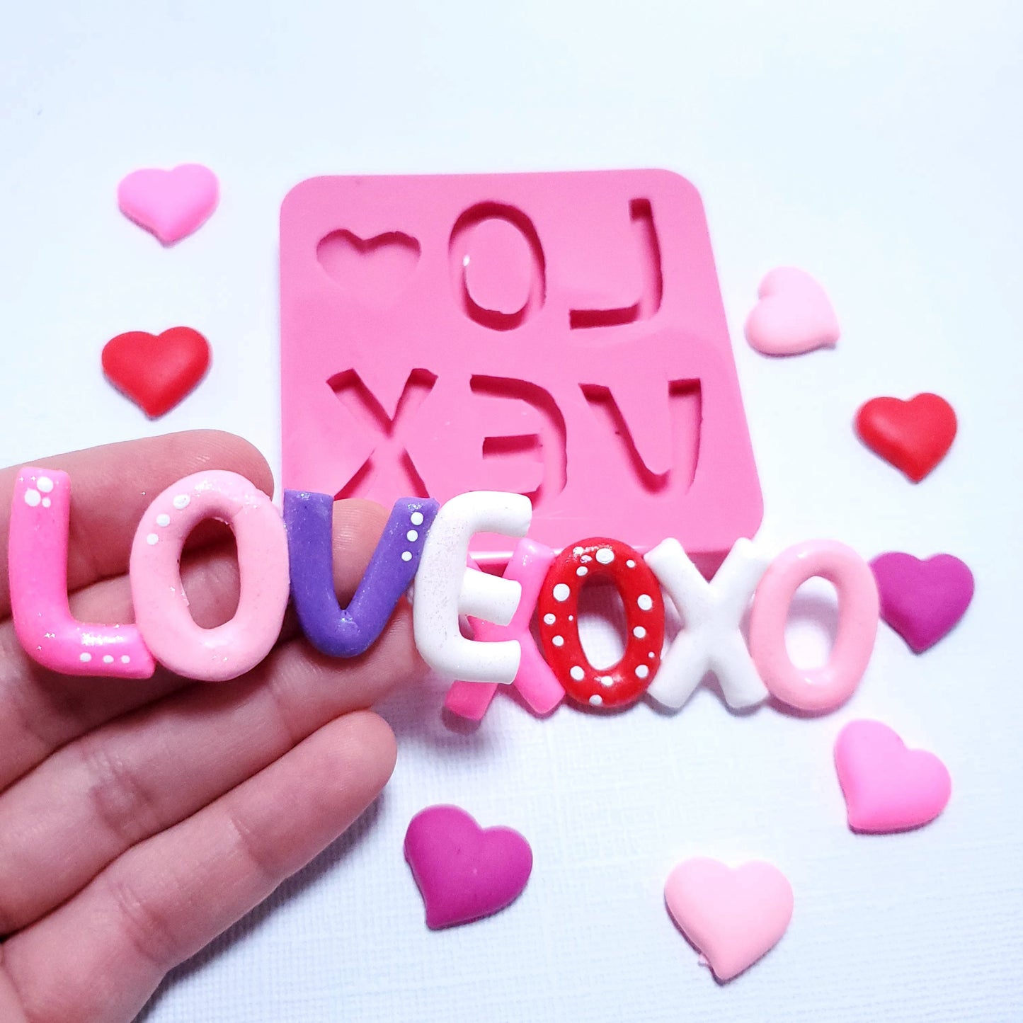 LOVE XOXO Silicone Mold for Fondant, Resin, Clay, Miniatures & Jewelry
