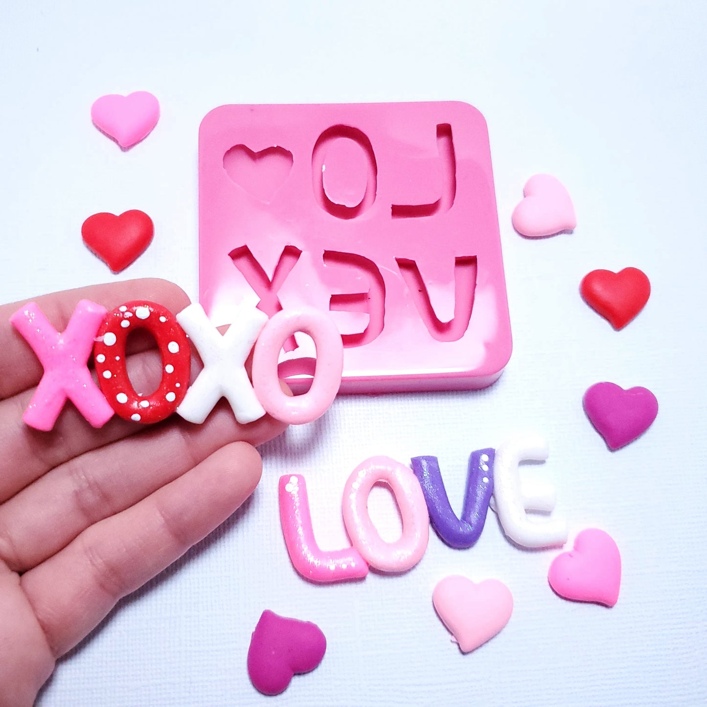 LOVE XOXO Silicone Mold for Fondant, Resin, Clay, Miniatures & Jewelry