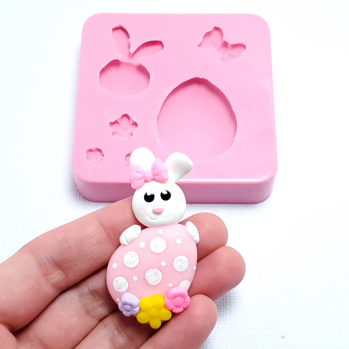 Cute Bunny on Egg Multi-Project Silicone Mold MS181 for Crafts and Baking