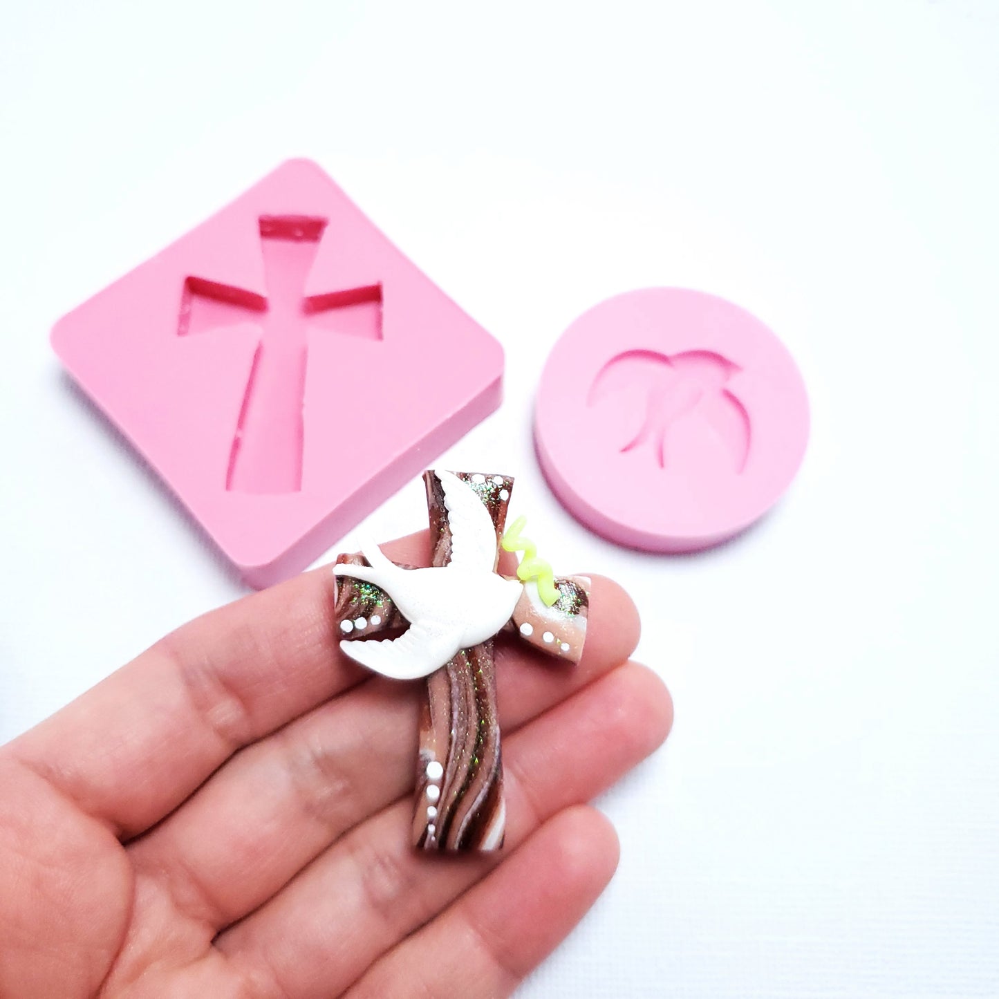 Cross and Dove Silicone Mold Set for Resin Clay Fondant Miniature Crafts