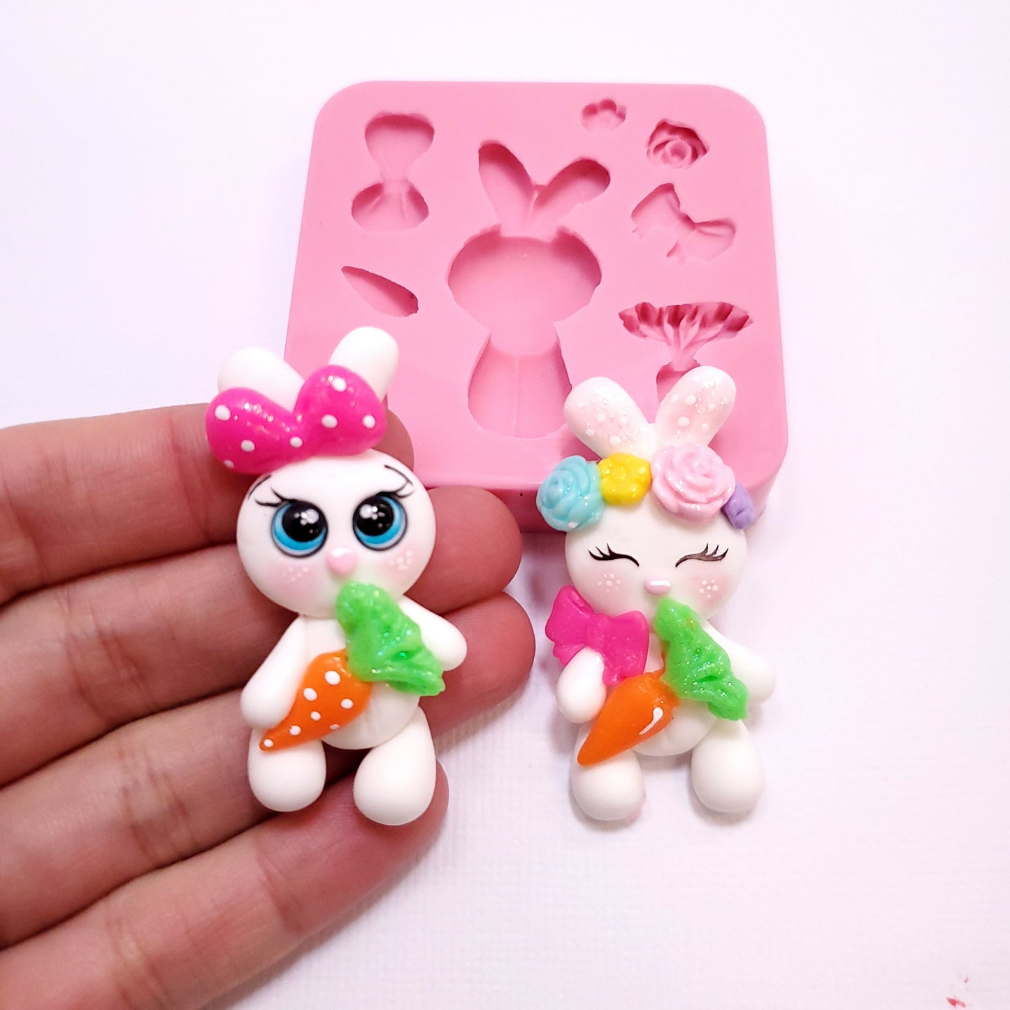 Cute Easter Bunny with Carrot Multi-Project Silicone Mold MS183 for Crafts