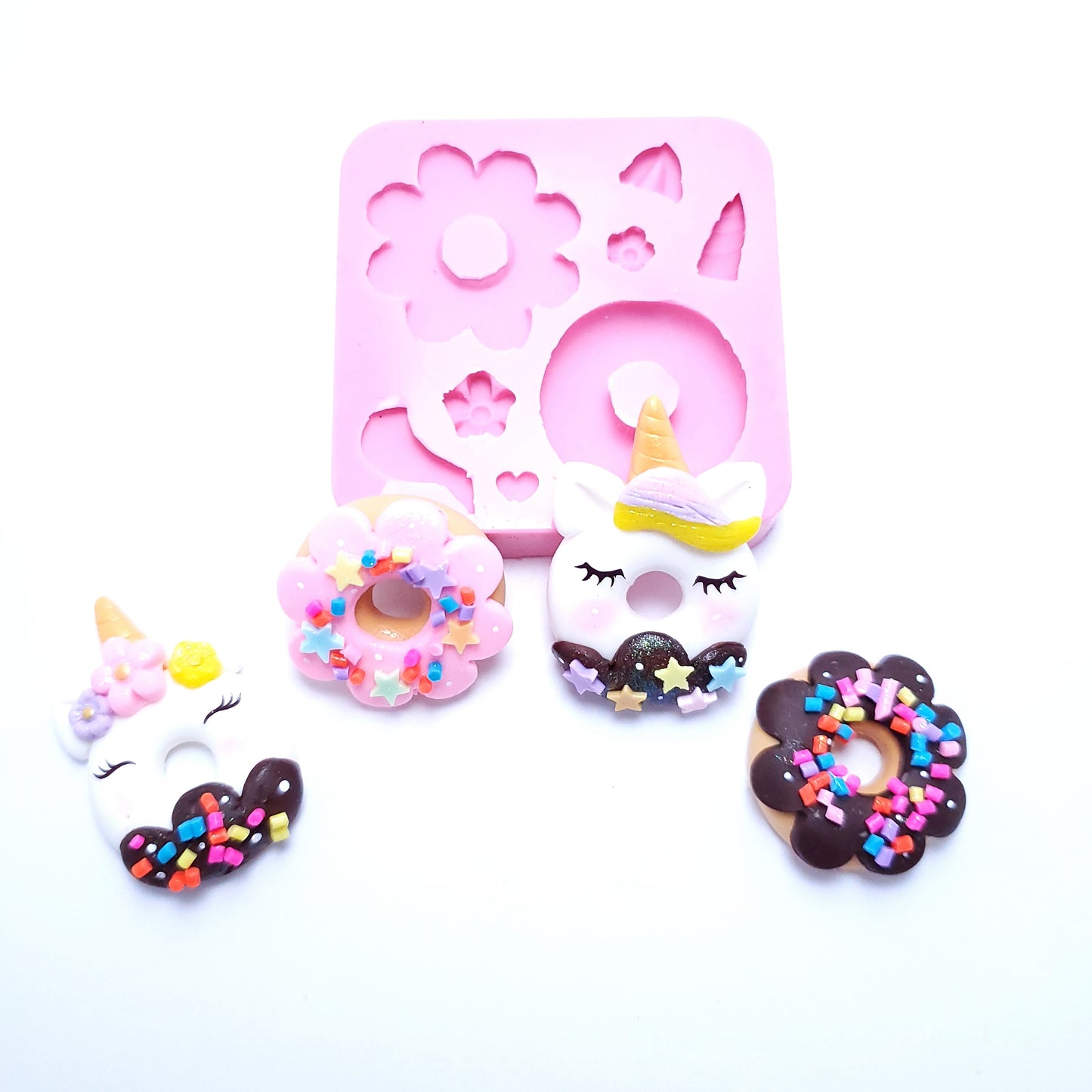 Unicorn Donut Multi Project Silicone Mold for Fondant Resin Clay Crafts MS200