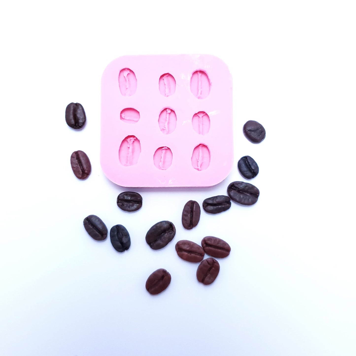 Coffee beans (Real size coffee beans)- 9 cavities mold candle making molds - Soap making molds  Silicone mold NC004