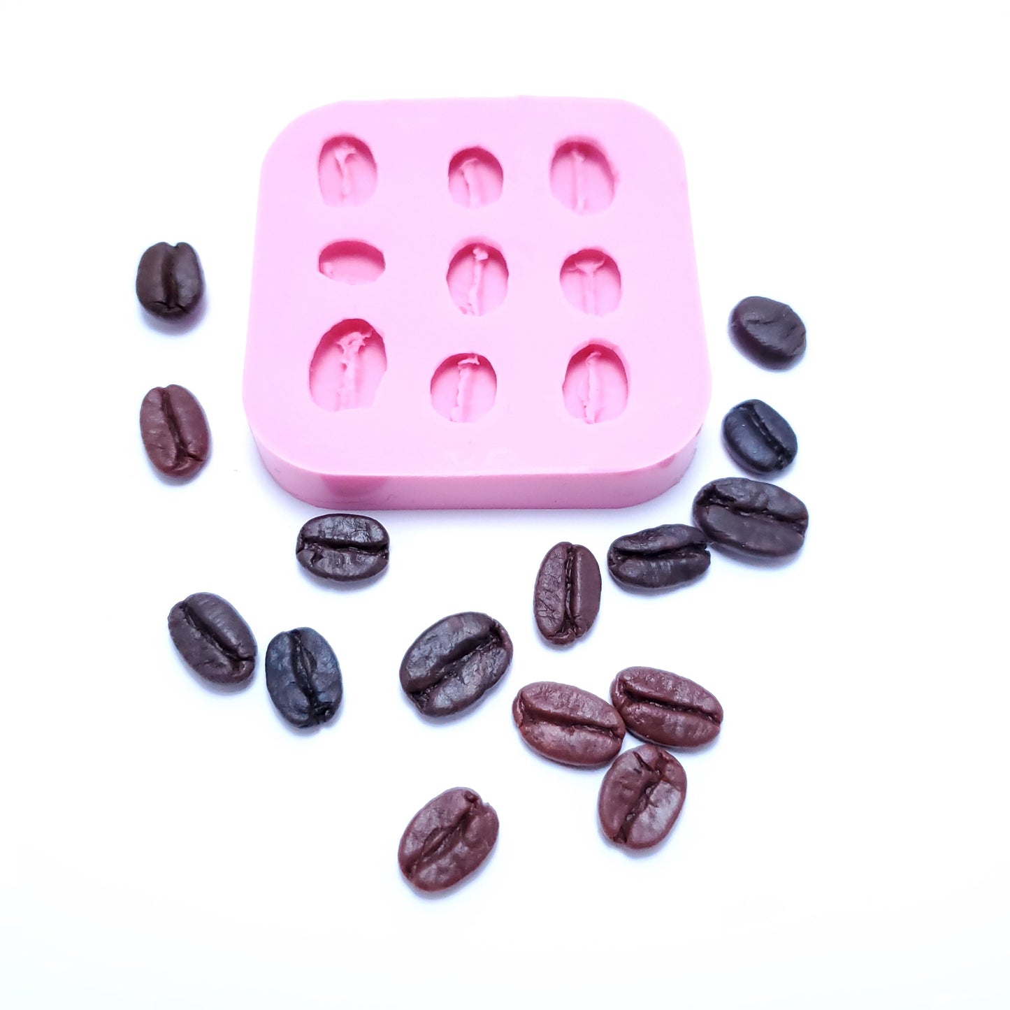 Coffee beans (Real size coffee beans)- 9 cavities mold candle making molds - Soap making molds  Silicone mold NC004