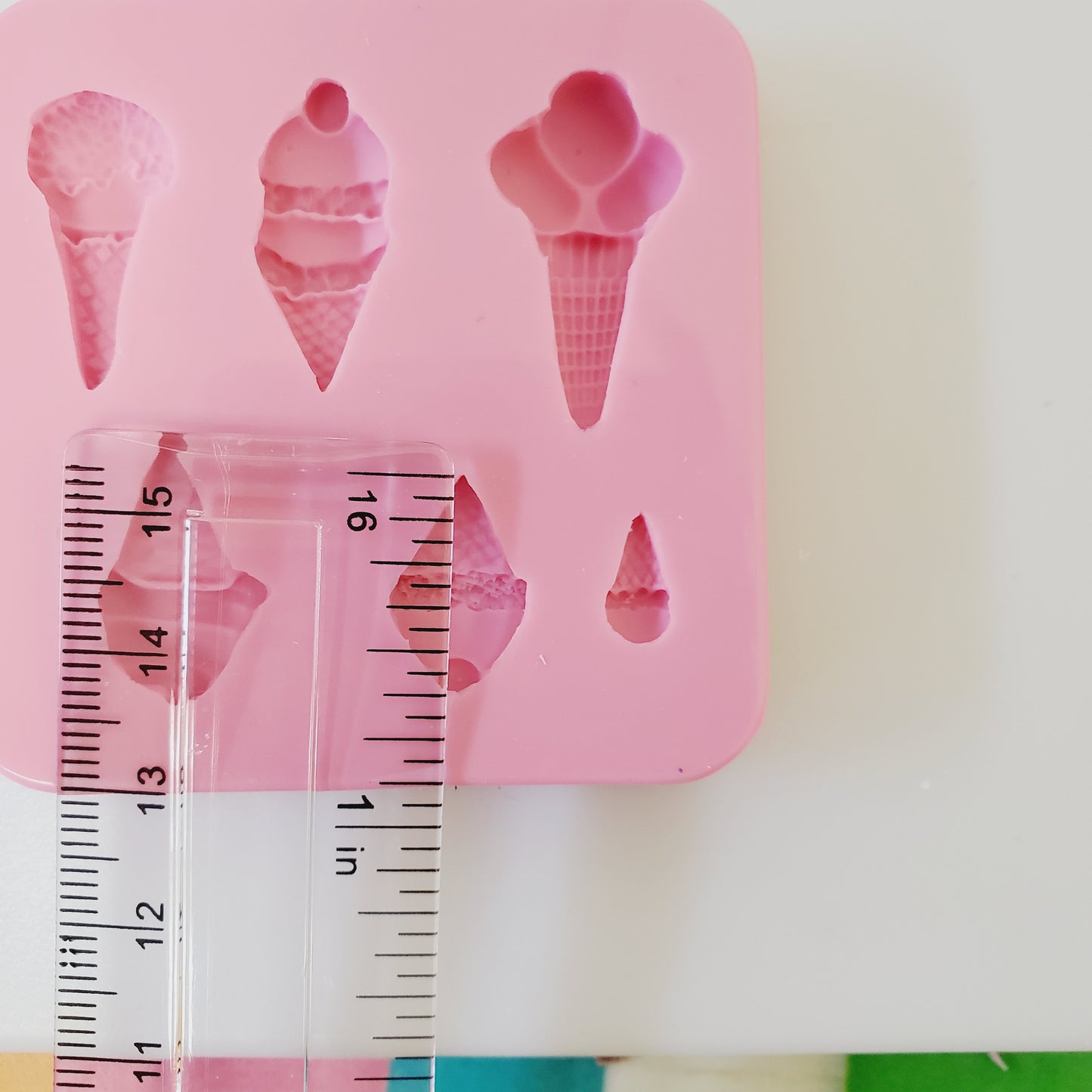 Mini Ice Cream Cone Silicone Mold for Polymer Clay, Resin, Fondant & Miniatures | Multi-Project Mold for Jewelry, Cake & Cupcake Decorations