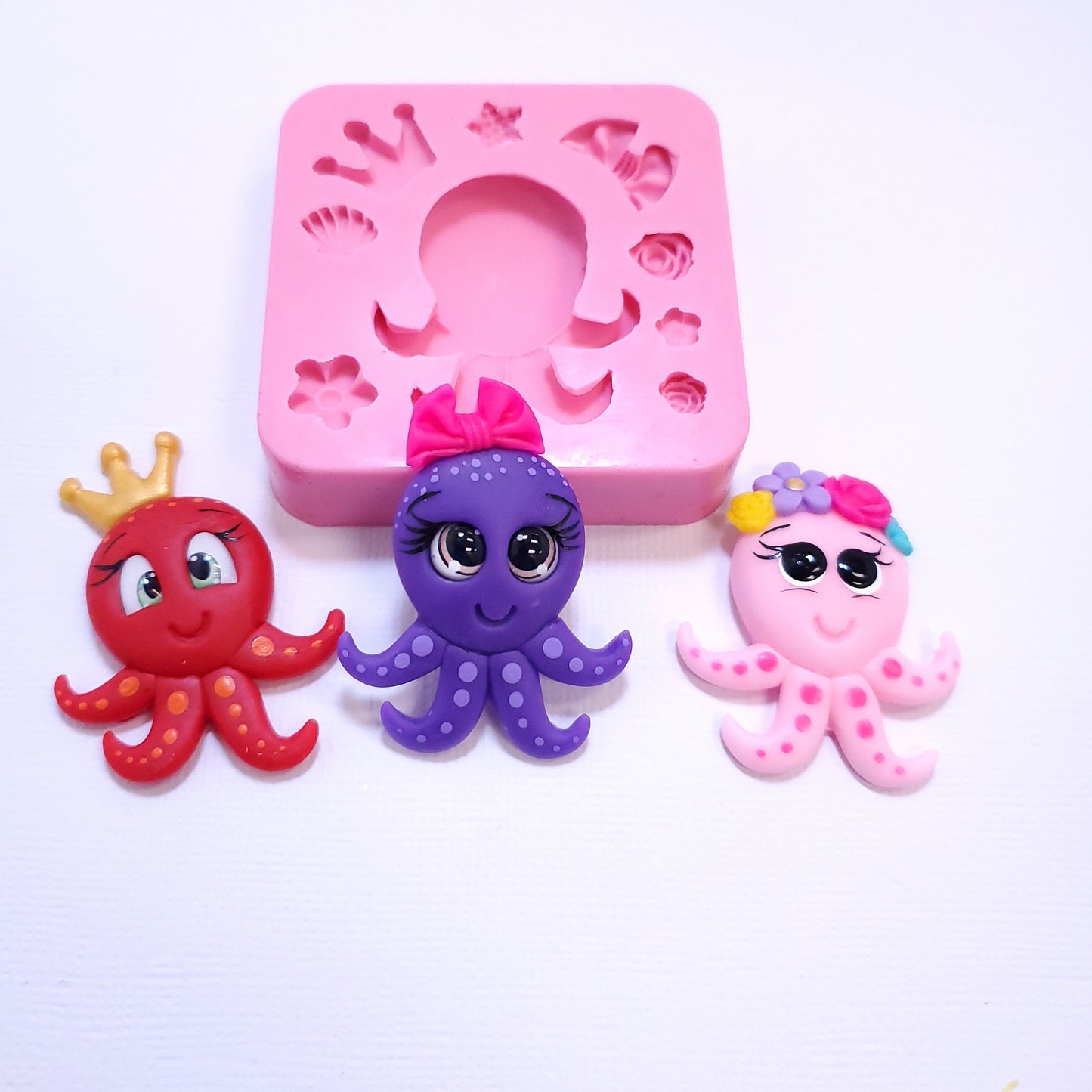 Octopus Queen Silicone Mold for Fondant, Resin, Clay, Jewelry and Cupcake Decorations