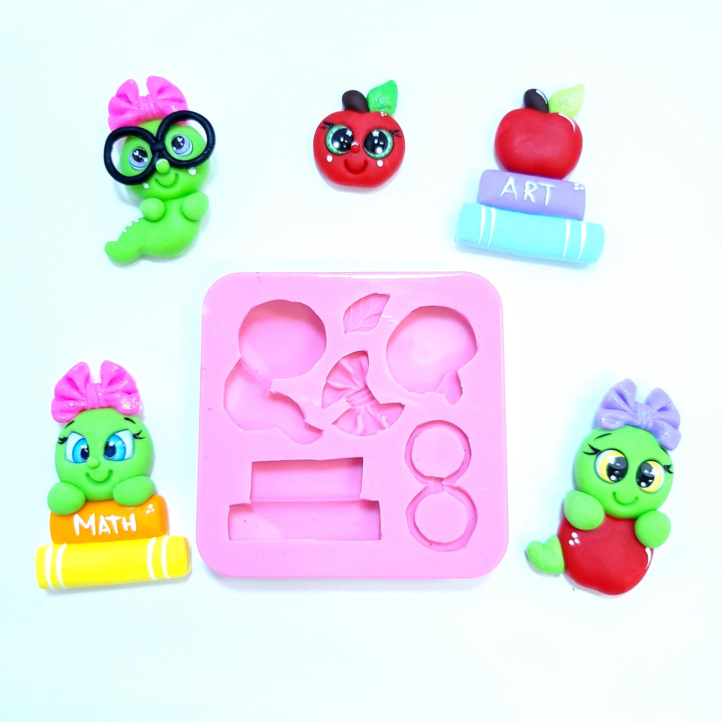 Back to School Bookworm Multi-Project Silicone Mold for Fondant Clay Resin MS364