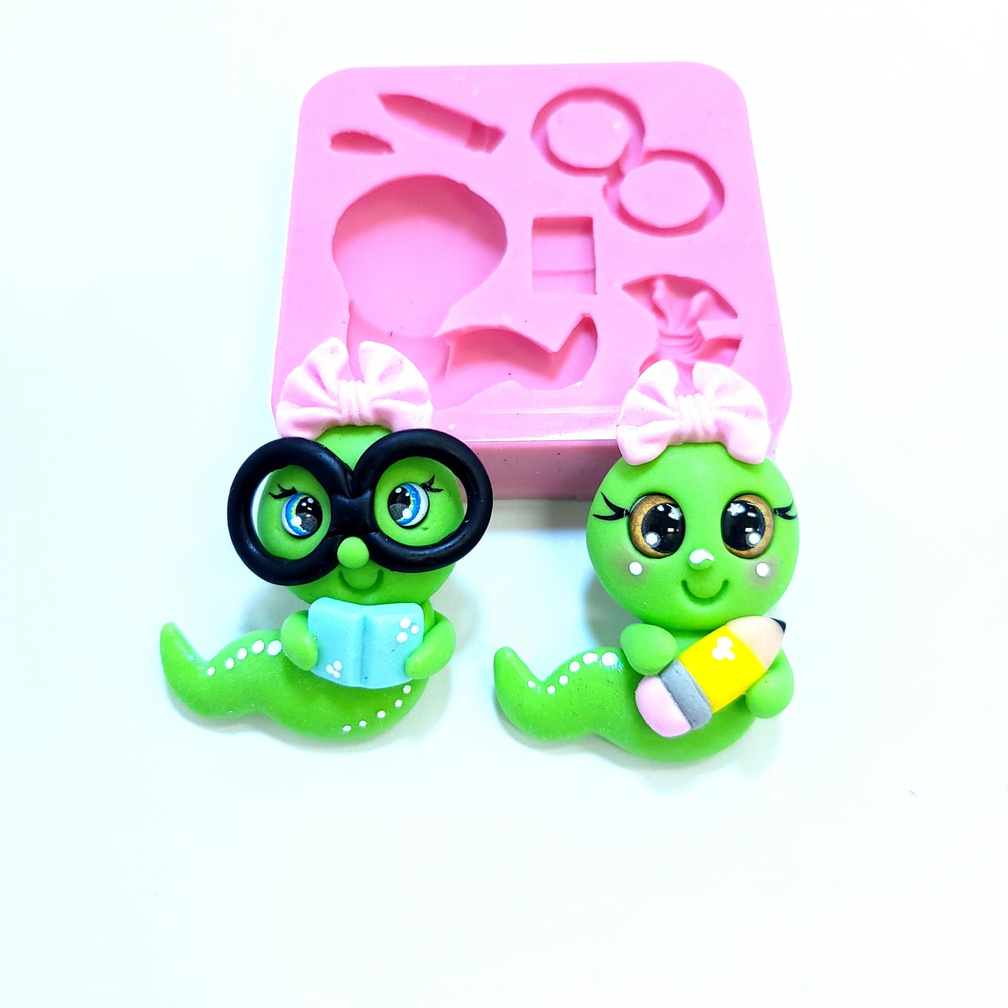 Bookworm Characters Multi-Project Silicone Mold for Crafts and Fondant MS363