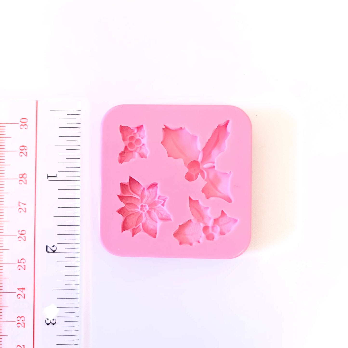 Christmas holly flower decorative silicone mold for fondant, resin, clay crafts