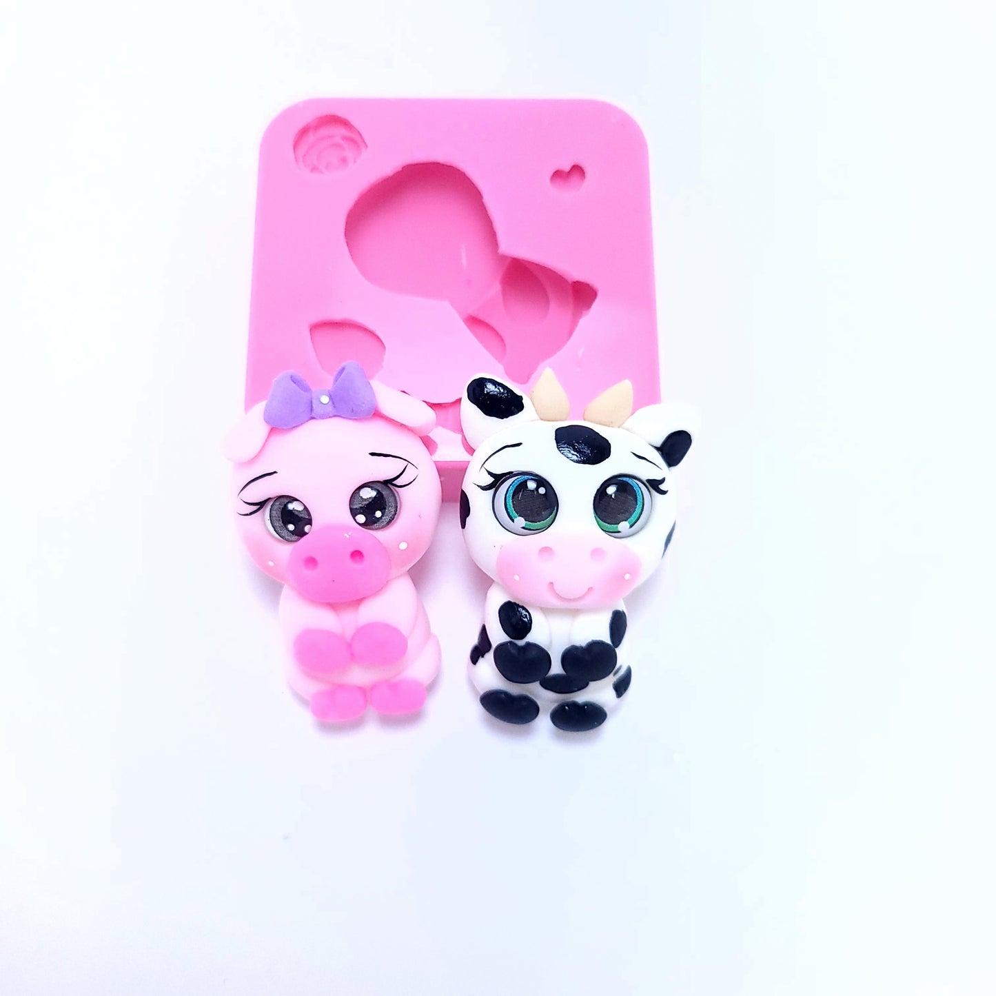 Cute Cow and Pig Multi-Project Silicone Mold MS535 for Miniatures Crafts