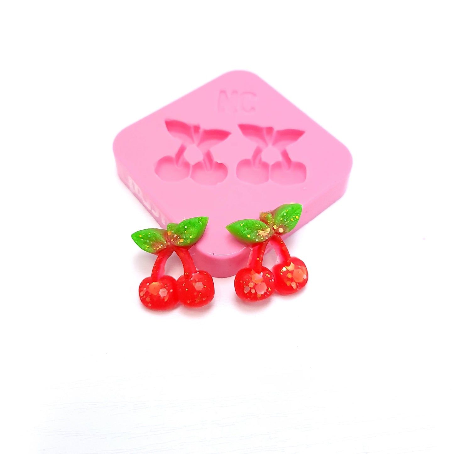 Mini Cherry Silicone Mold for Earrings Resin Clay Fondant Miniatures