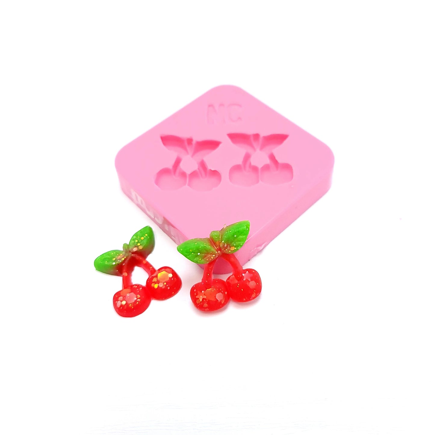 Mini Cherry Silicone Mold for Earrings Resin Clay Fondant Miniatures