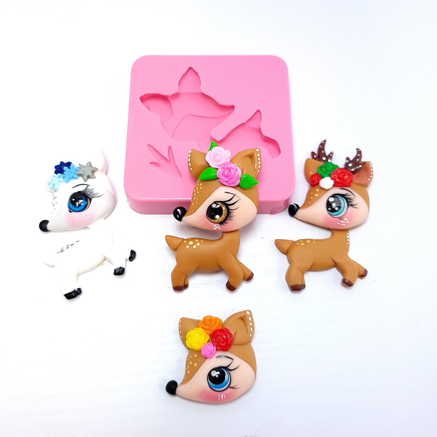 Cute Reindeer Silicone Mold for Cake Toppers Resin and Clay