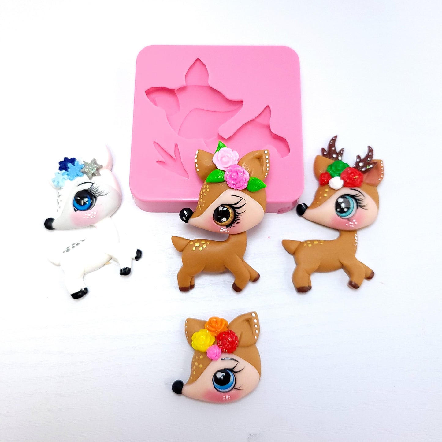 Cute Reindeer Silicone Mold for Cake Toppers Resin and Clay