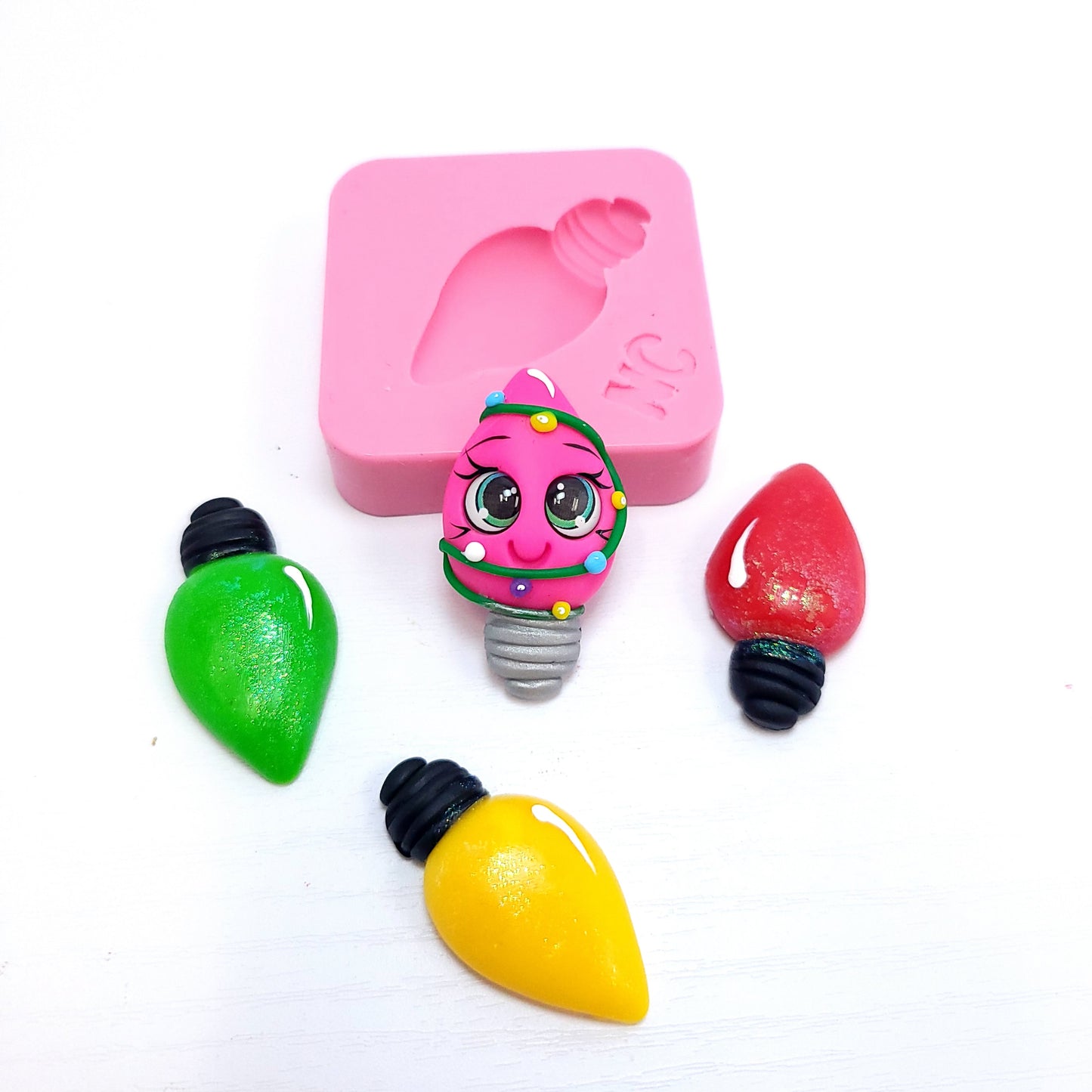 Christmas Light Bulb Silicone Mold for Resin Clay Fondant Mini Crafts