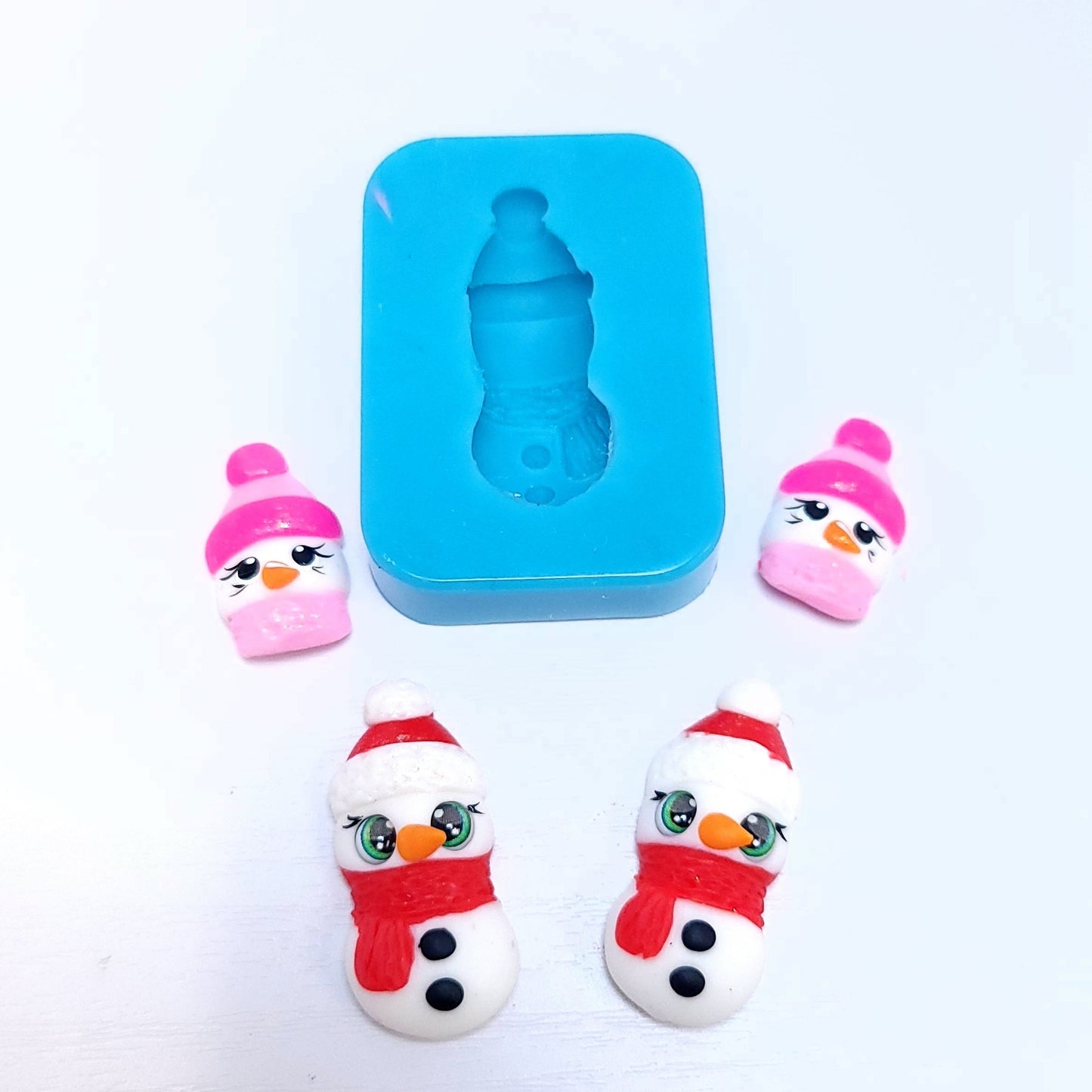 Snowman full body Christmas earrings charms miniature silicone mold for fondant resin clay