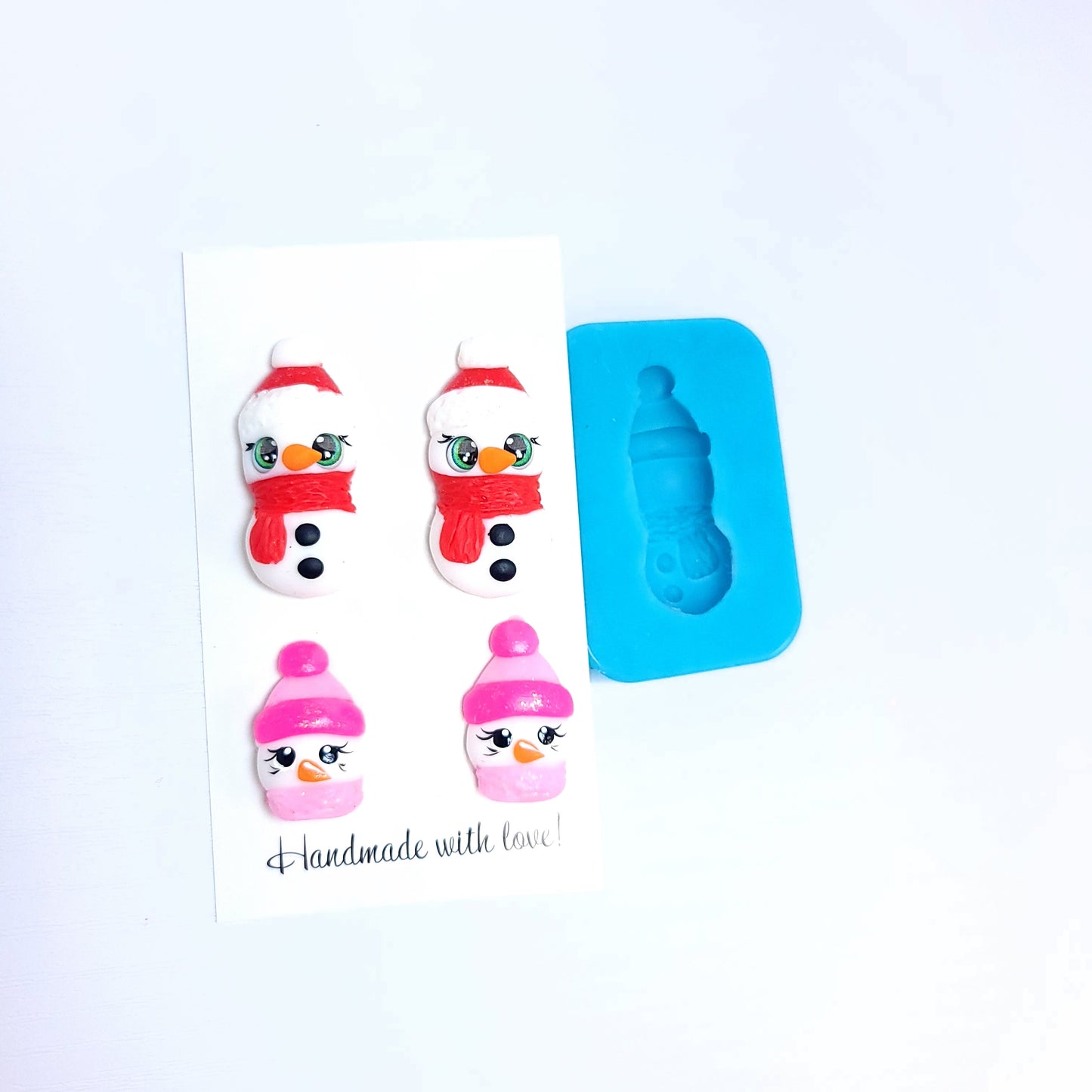 Snowman full body Christmas earrings charms miniature silicone mold for fondant resin clay