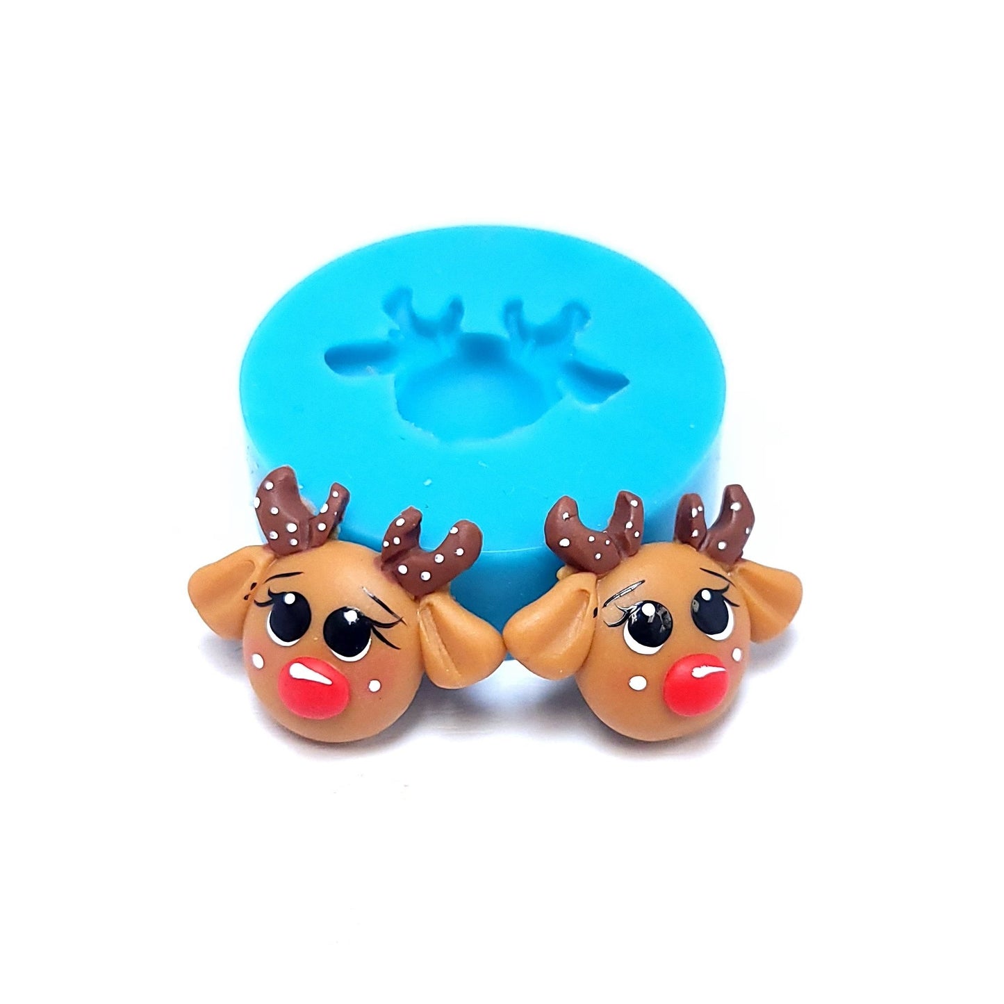 Cute Reindeer Christmas Earrings Charms Silicone Mold for Fondant Resin MS729