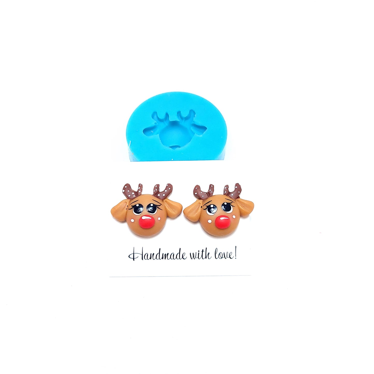 Cute Reindeer Christmas Earrings Charms Silicone Mold for Fondant Resin MS729