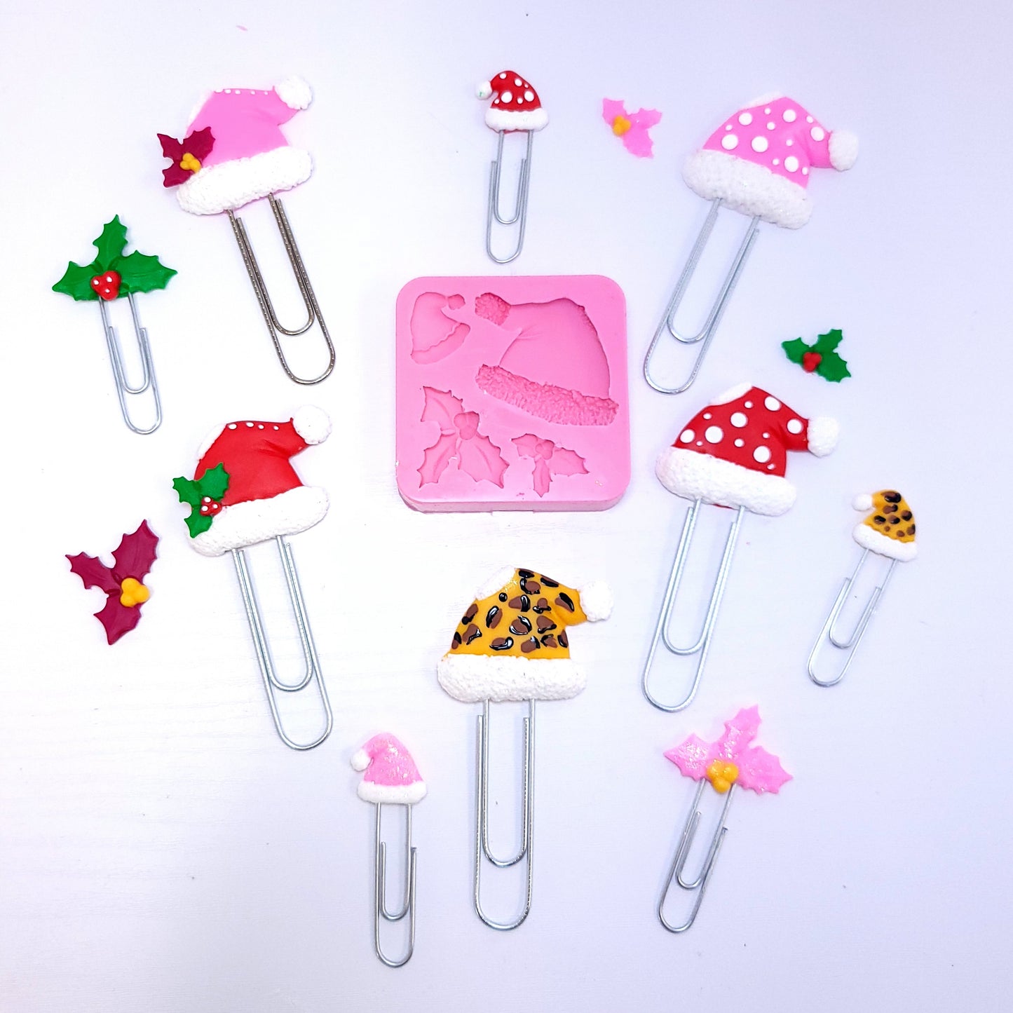 Christmas Santa Hat and Holly Silicone Mold for Fondant Resin Clay Crafts