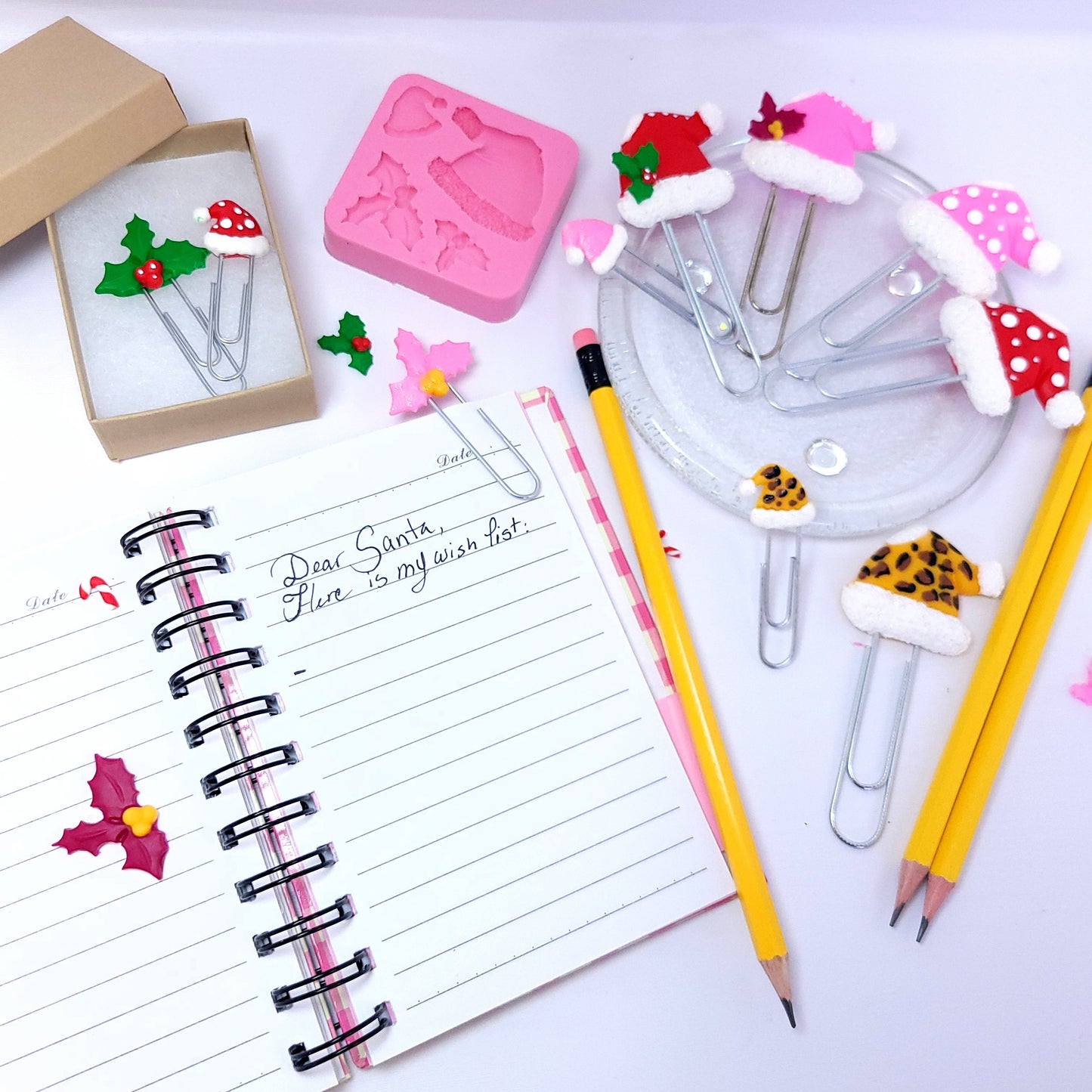 Christmas Santa Hat and Holly Silicone Mold for Fondant Resin Clay Crafts