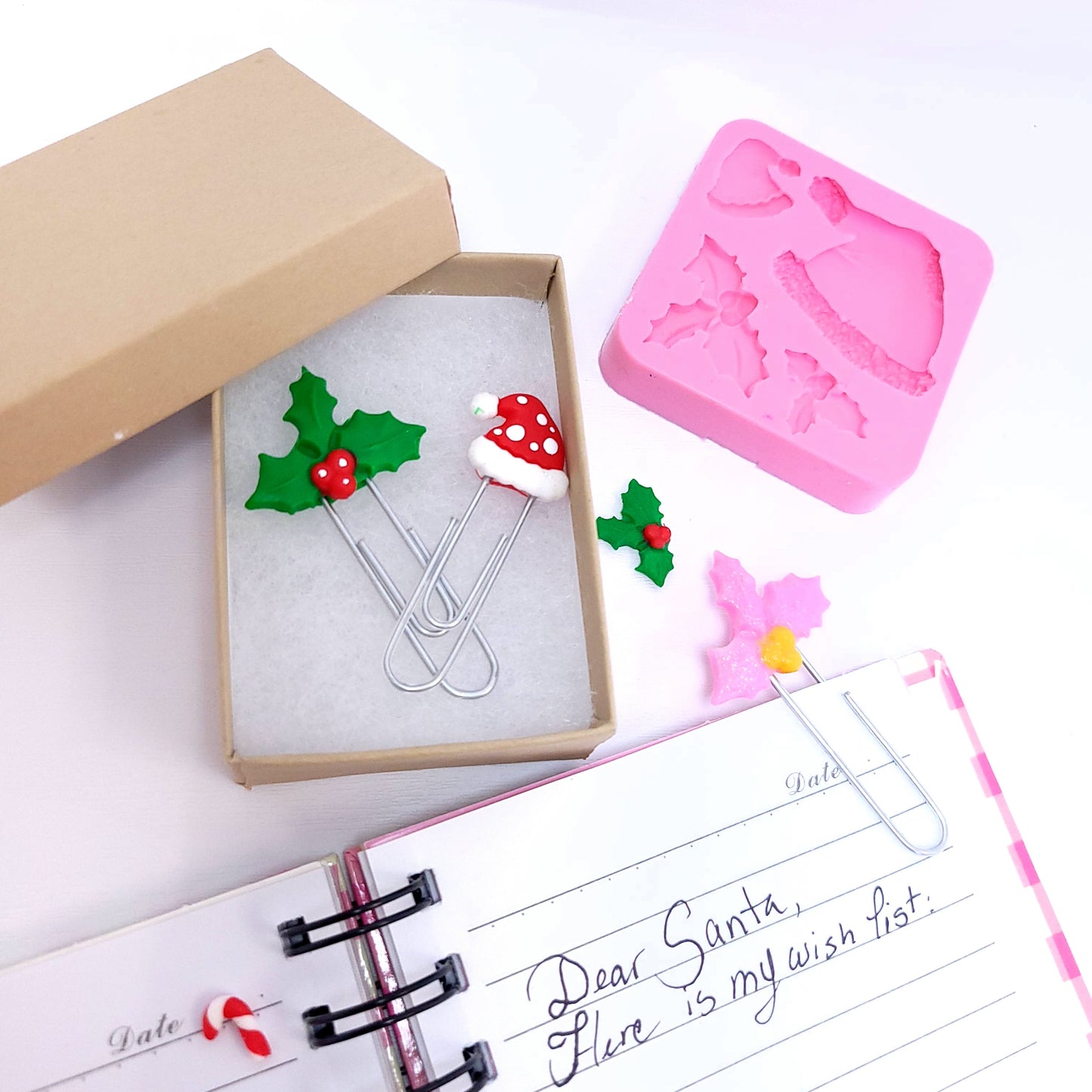 Christmas Santa Hat and Holly Silicone Mold for Fondant Resin Clay Crafts