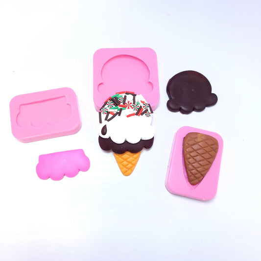 Ice Cream Cone Bundle Silicone Mold Set for Miniatures Cake Decorating MS763