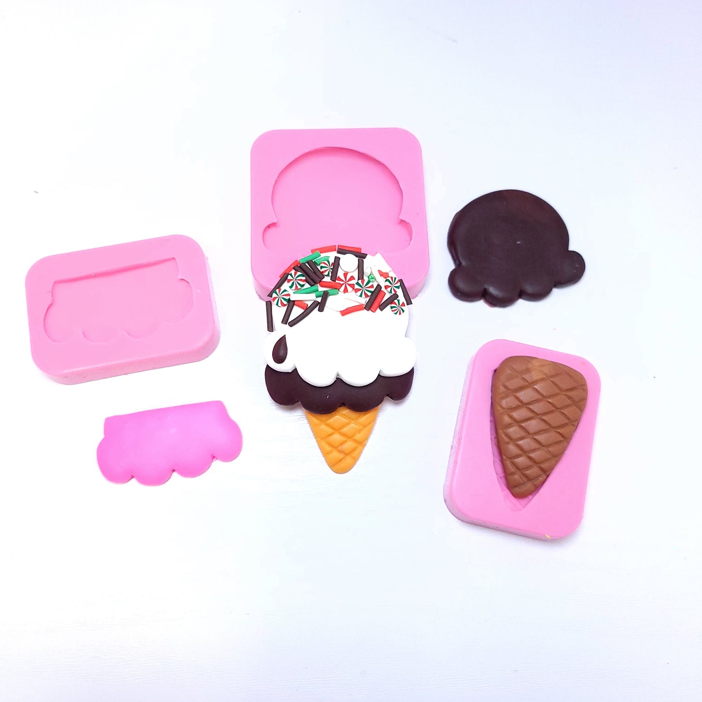 Ice Cream Cone Bundle Silicone Mold Set for Miniatures Cake Decorating MS763