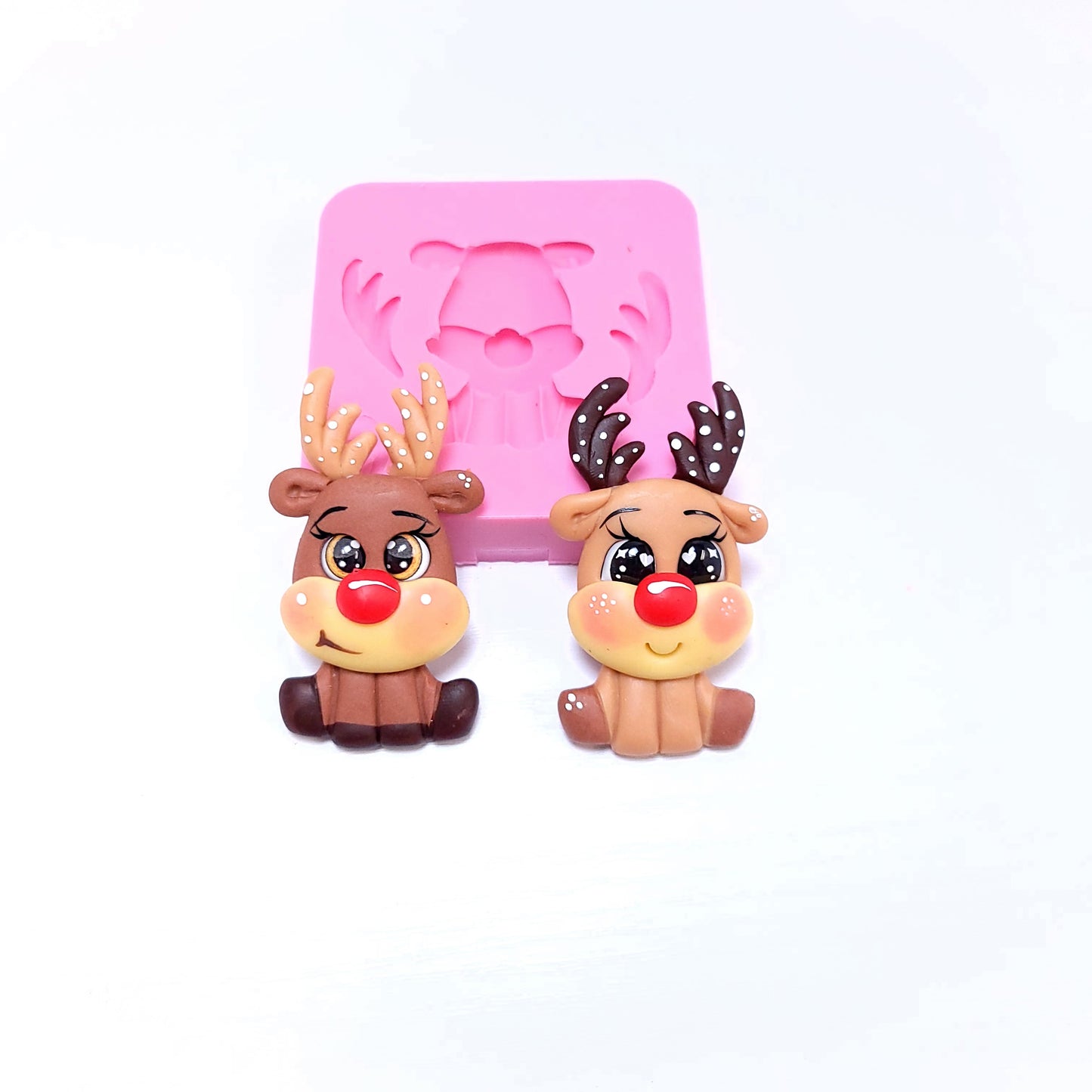 Cute Reindeer Christmas Silicone Mold for Miniatures Cupcakes Resin