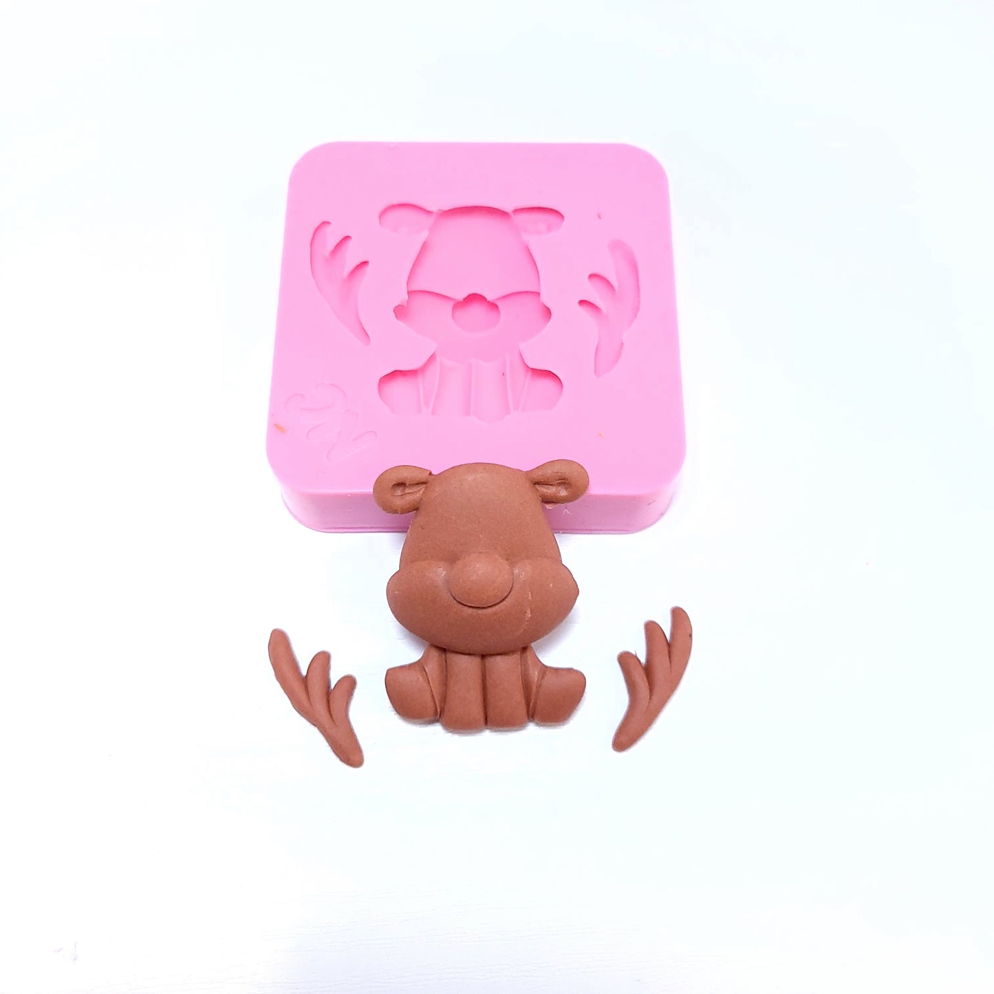 Cute Reindeer Christmas Silicone Mold for Miniatures Cupcakes Resin