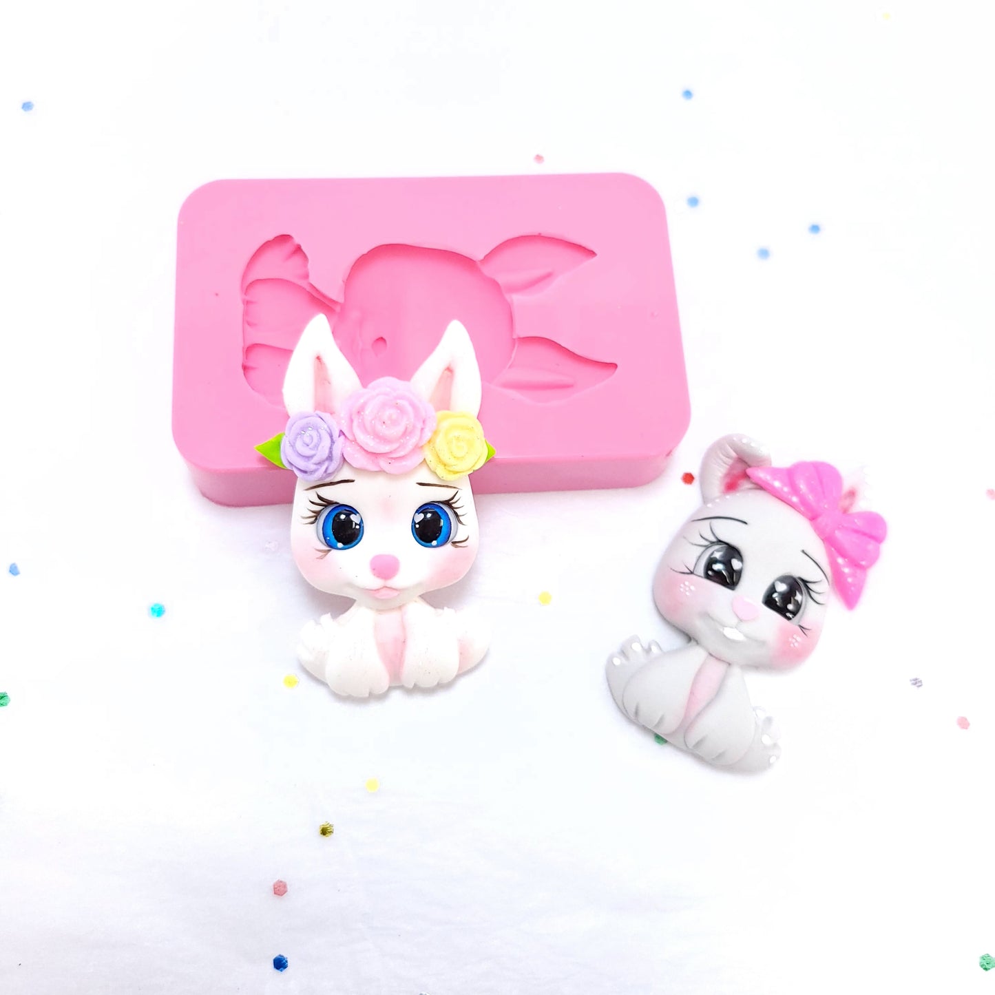 Cute Bunny Rabbit Silicone Mold for Cupcakes Miniatures and Resin Crafts