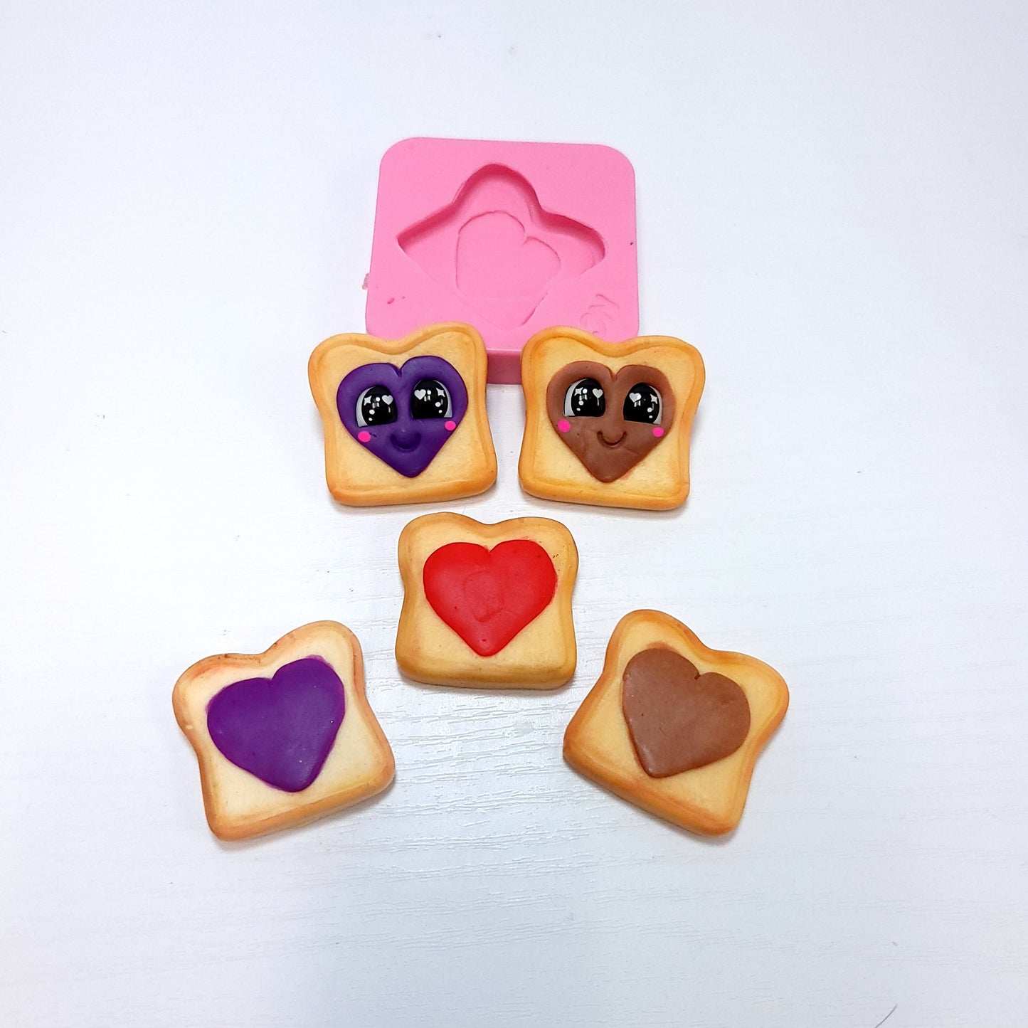 PBJ Heart Toast Multi Project Silicone Mold MS778 for Cake Resin Clay Crafts