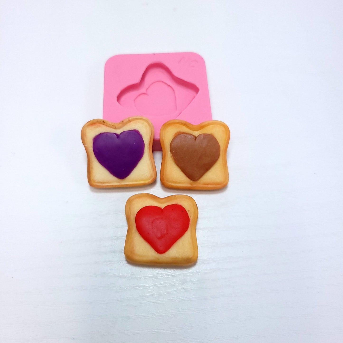 PBJ Heart Toast Multi Project Silicone Mold MS778 for Cake Resin Clay Crafts