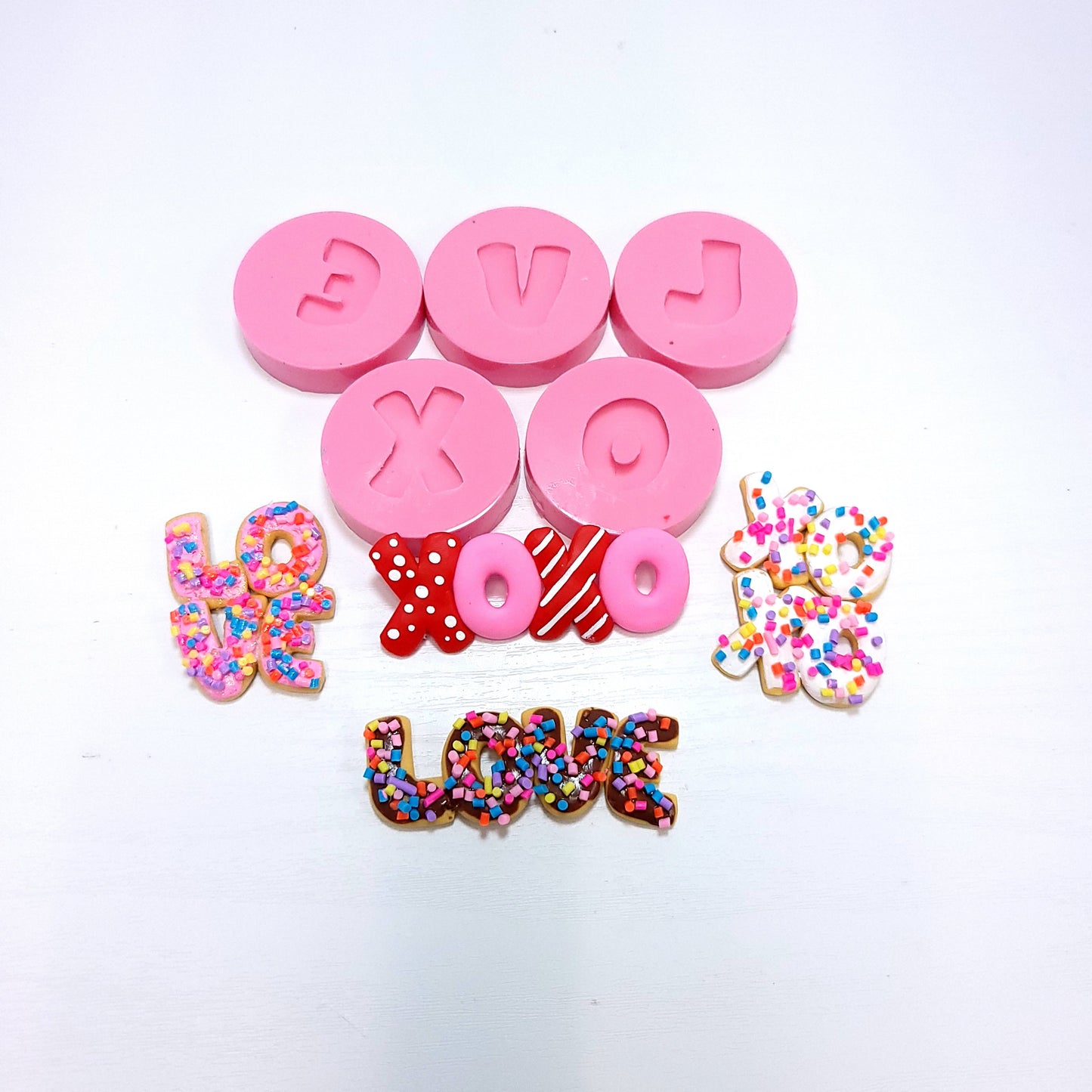 Love XOXO Donut Word Bundle Silicone Mold MS790 for Cake Resin Crafts