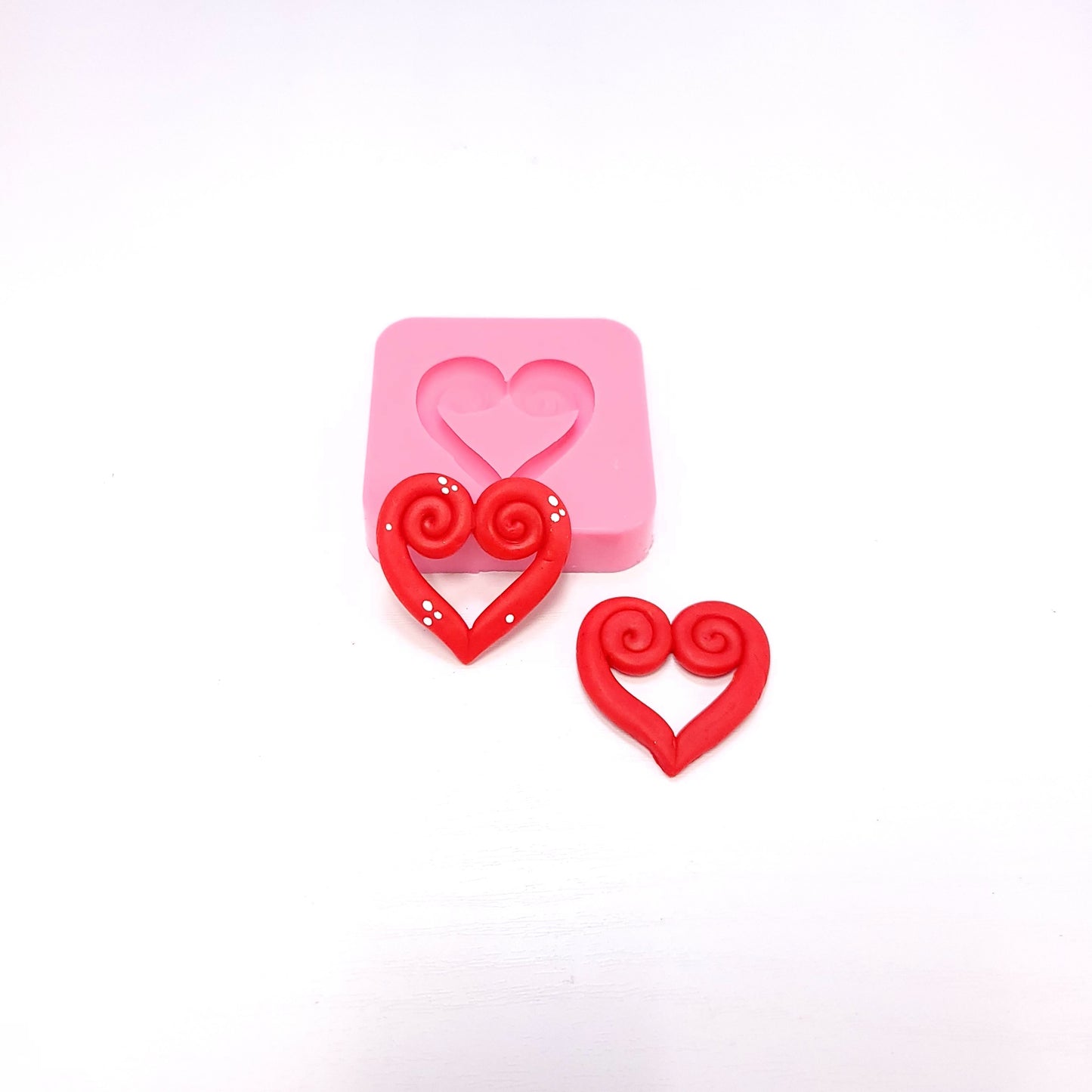 Swirl Heart Silicone Mold for Resin Clay Fondant Cupcake Miniature Crafts