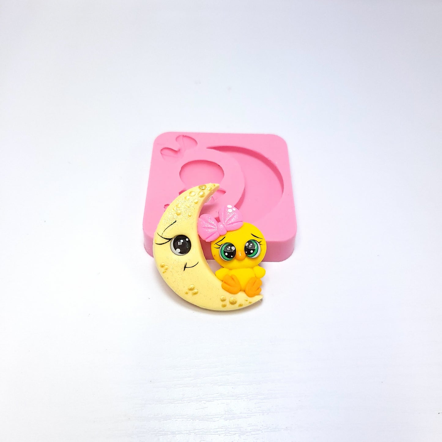 Bird on Moon Miniature Multi Project Silicone Mold for Cake Resin Clay Crafts