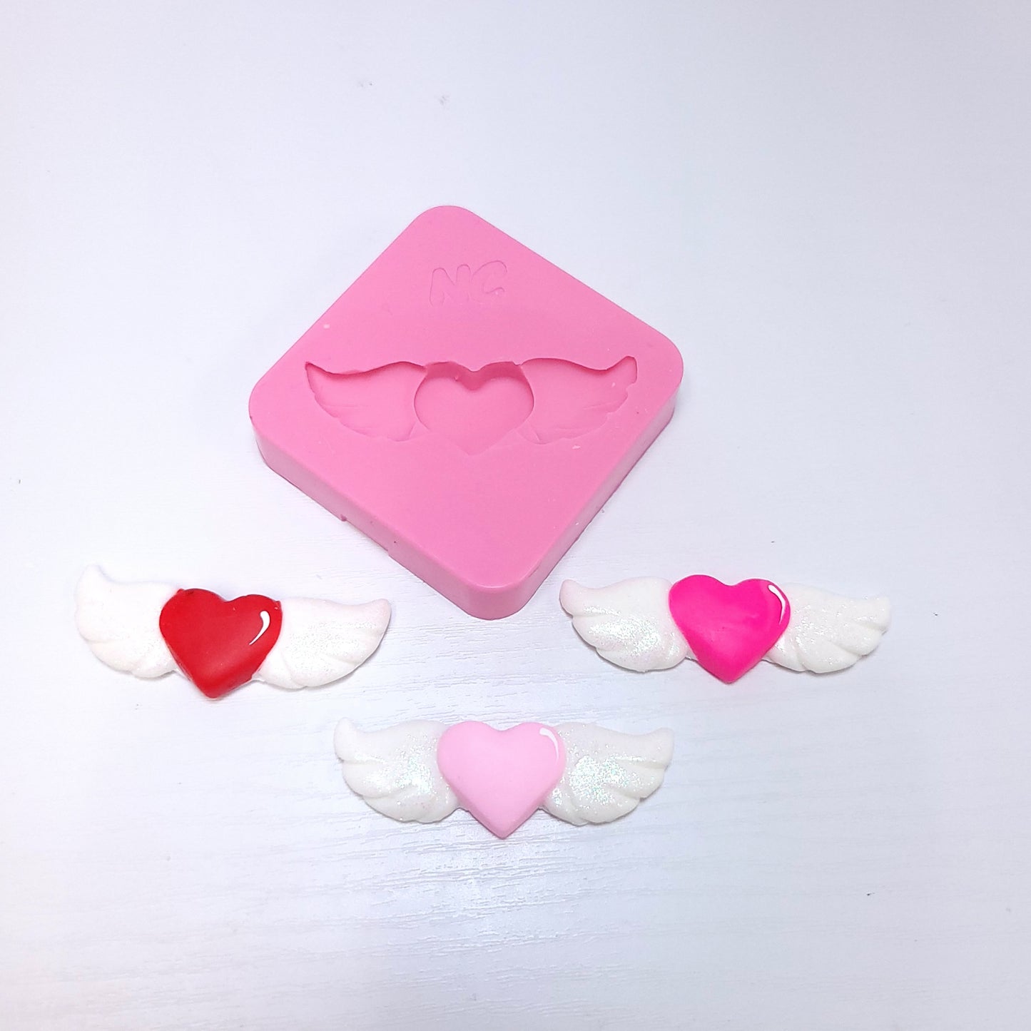 Heart with Wings Silicone Mold for Cake Toppers Resin Clay Jewelry
