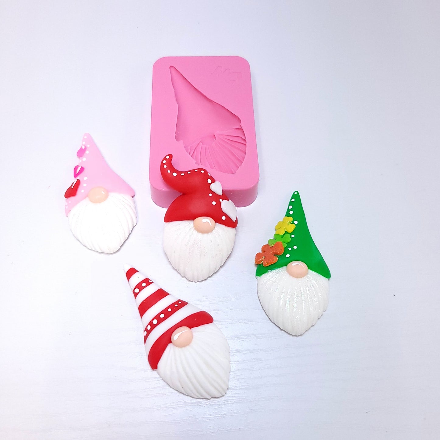 Holiday Gnome Silicone Mold Valentine St Patrick Miniatures for Resin Clay Fondant