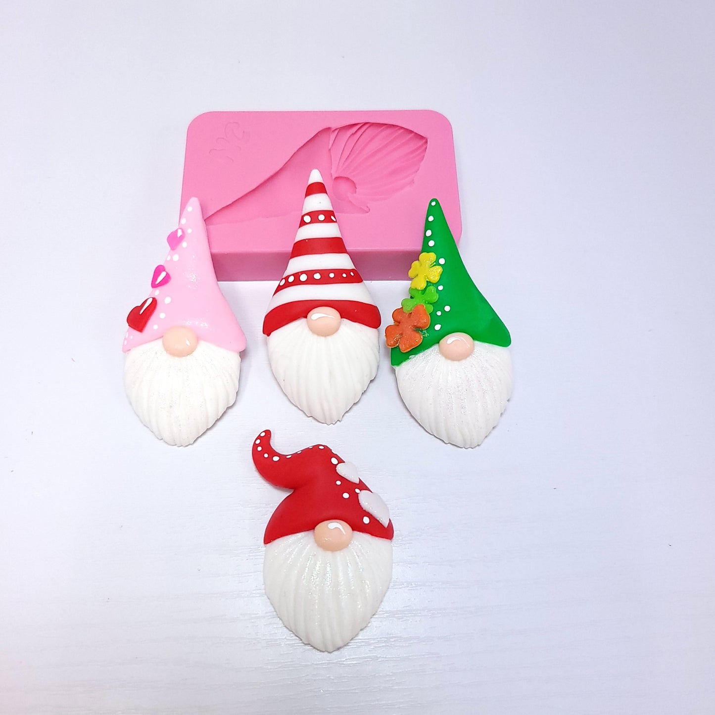 Holiday Gnome Silicone Mold Valentine St Patrick Miniatures for Resin Clay Fondant